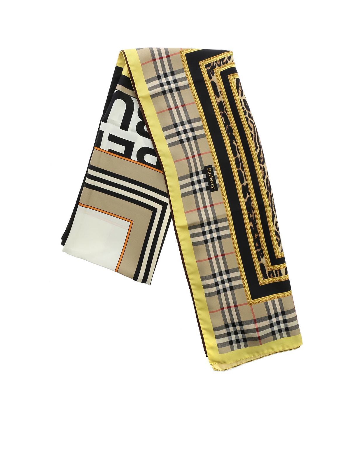 BURBERRY CANES MULTIPATTERN SILK SCARF