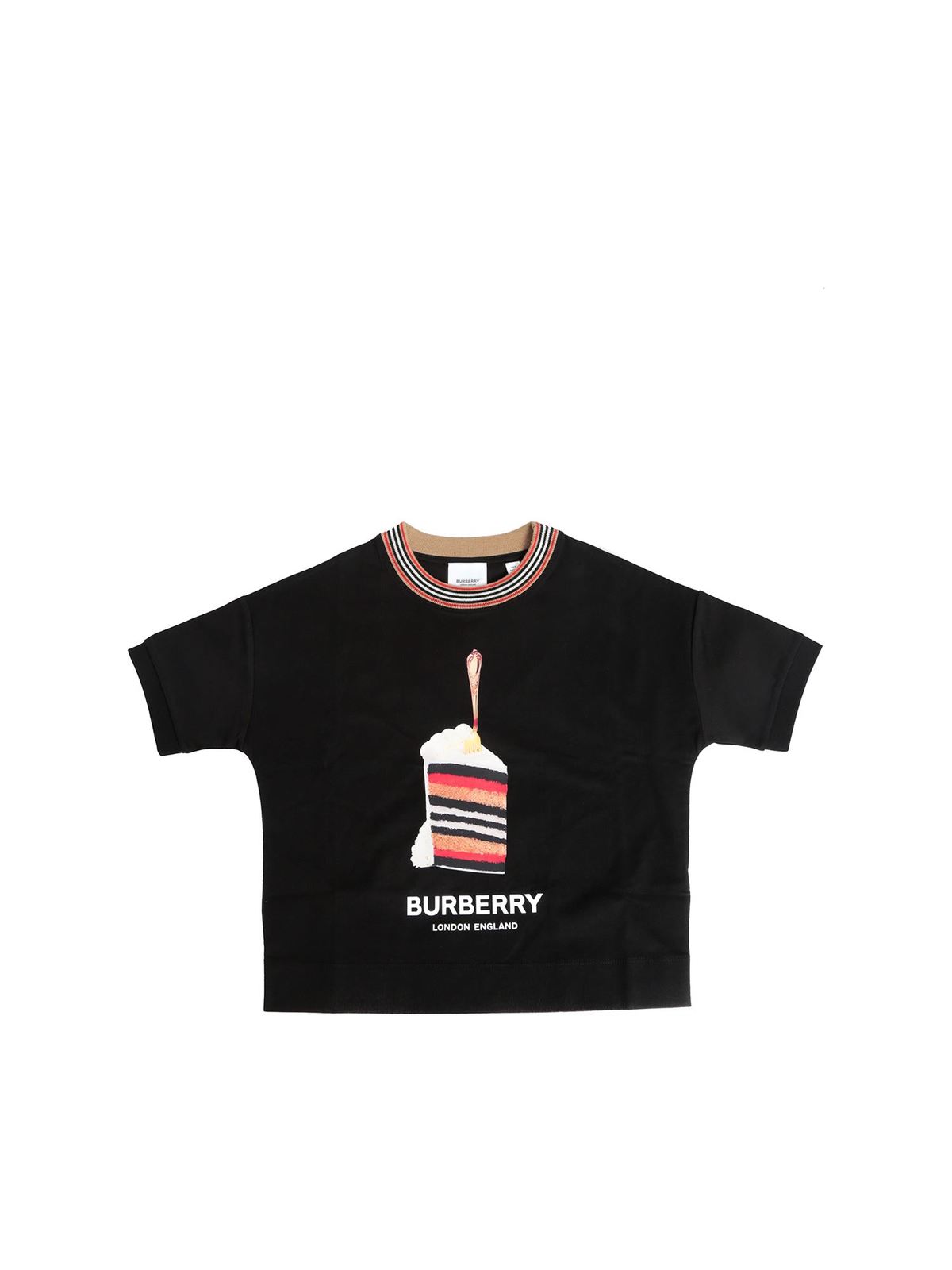 T-shirts Burberry - Black t-shirt with cake print - 8036920 