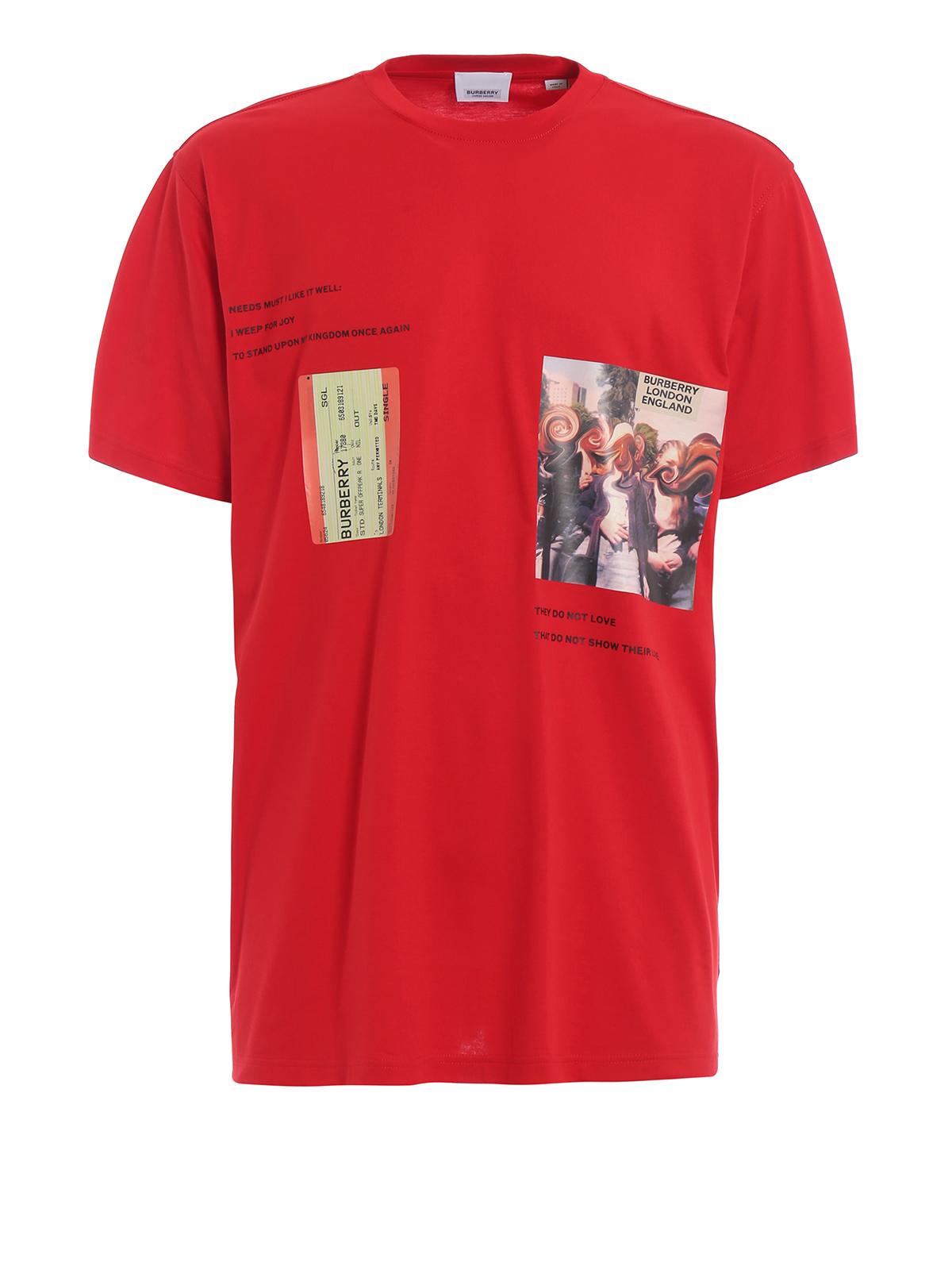 T-shirts Burberry - Collage print red T-shirt - 4558725 | iKRIX.com