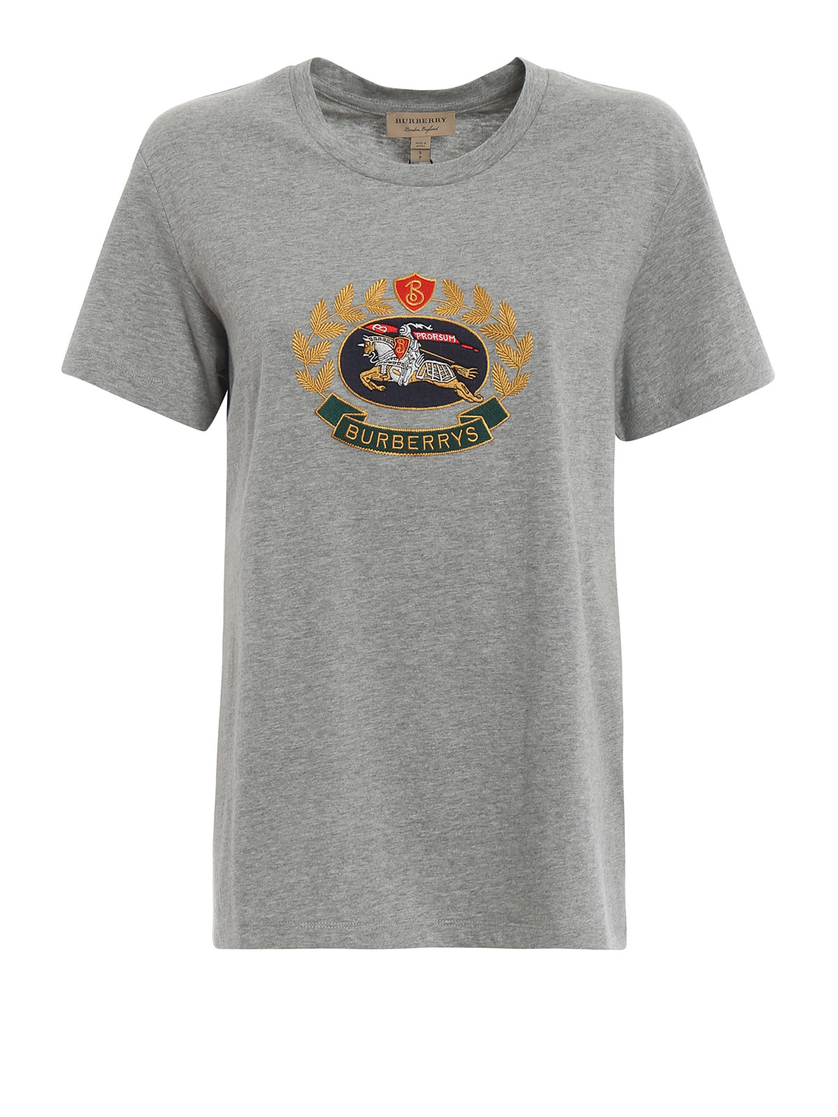 grey embroidered archive logo T-shirt 