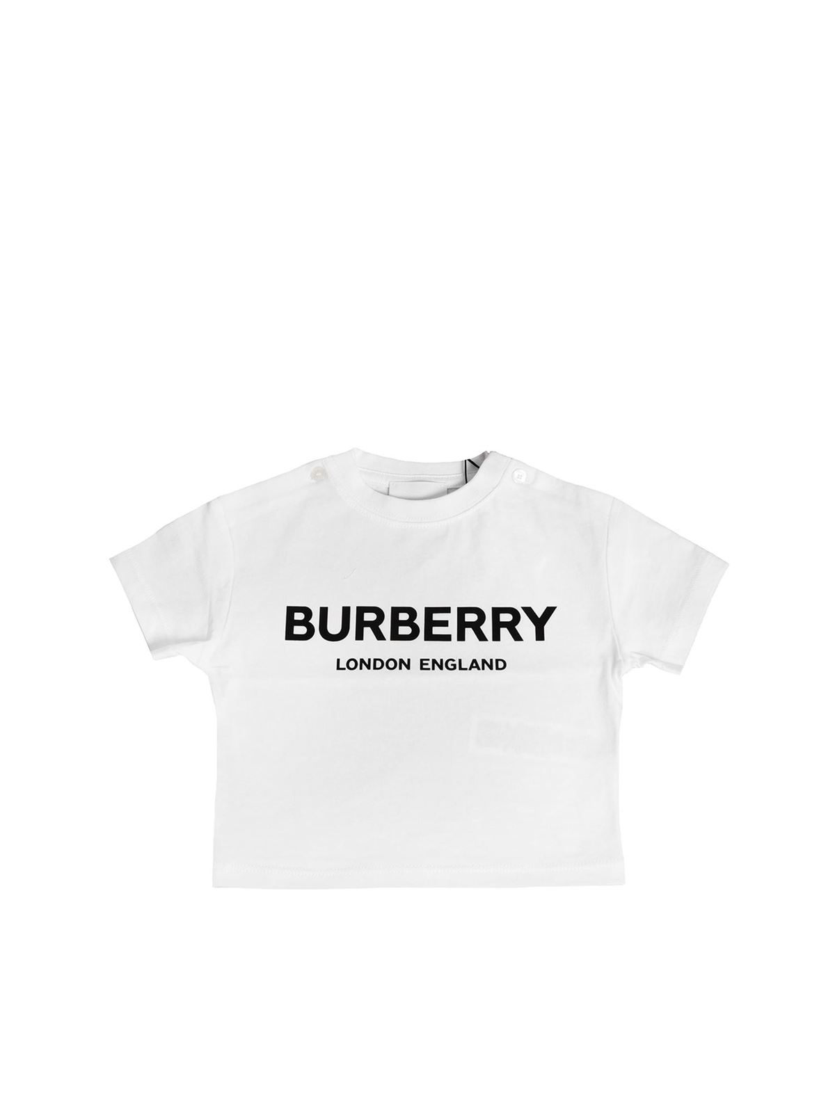 BURBERRY MINI ROBBIE T-SHIRT IN WHITE WITH LOGO PRINT