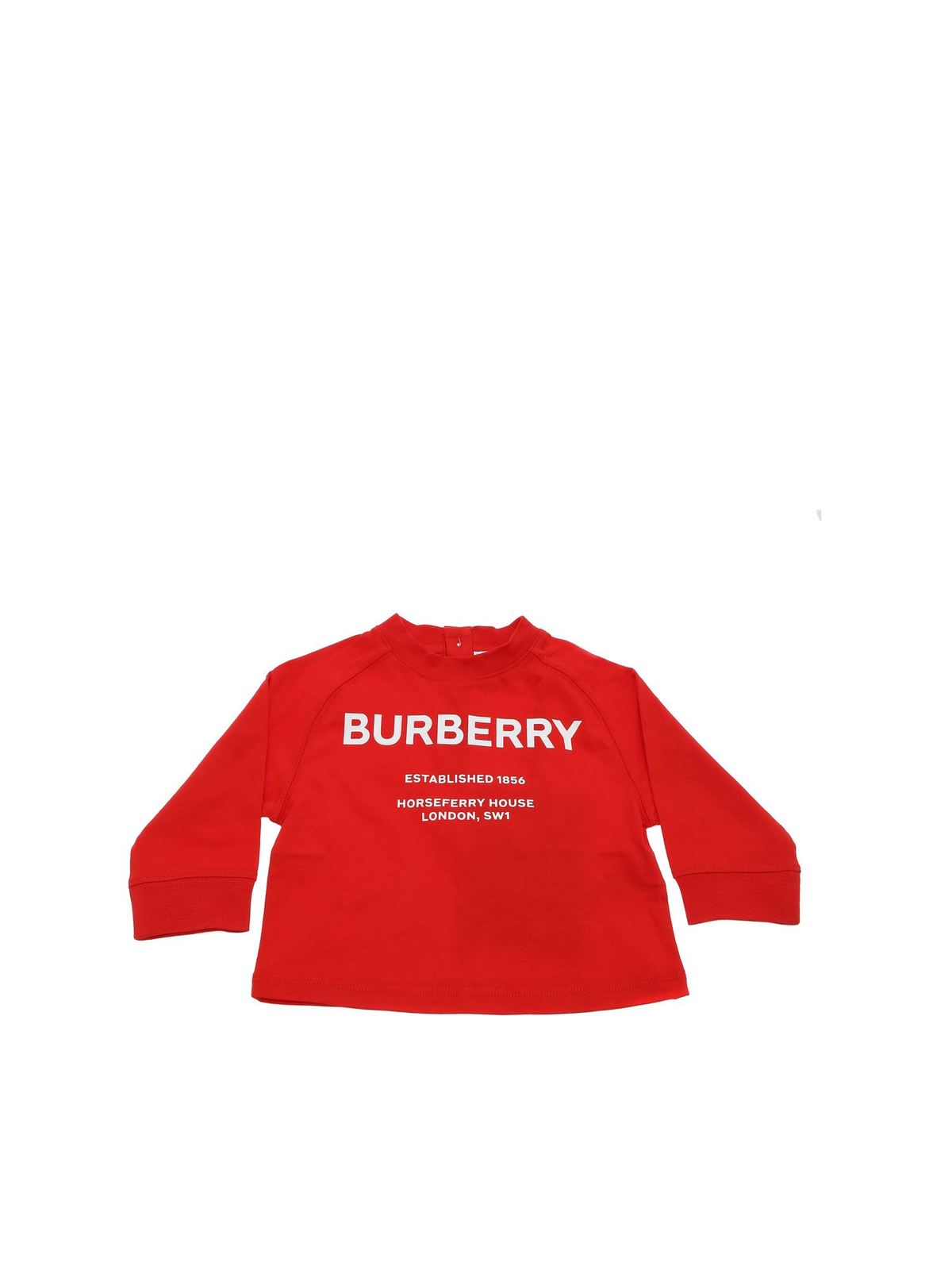 BURBERRY RED T-SHIRT WITH HORSEFERRY PRINT