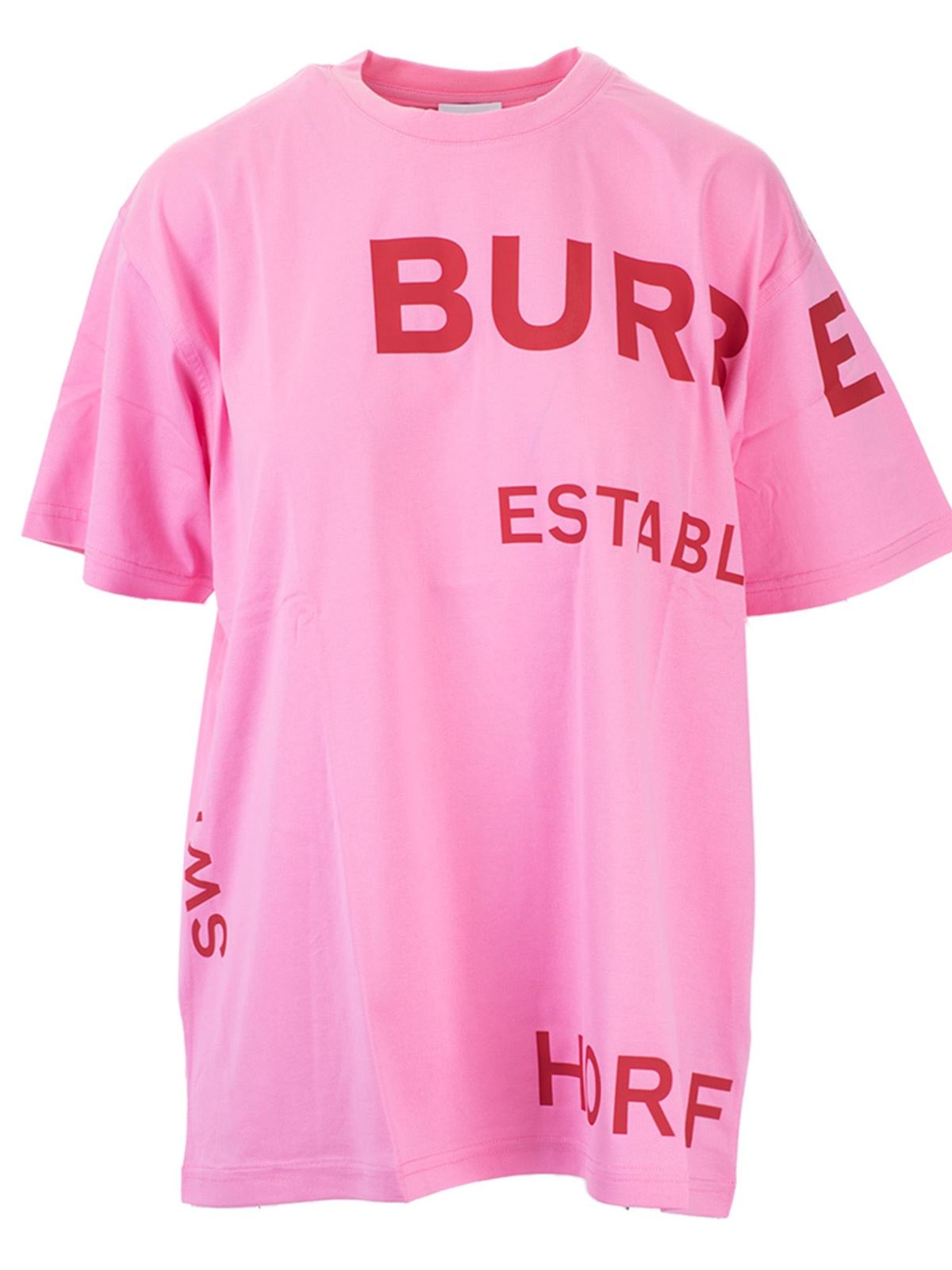 T-shirts Burberry - T-shirt in pink with red logo print - 8030788
