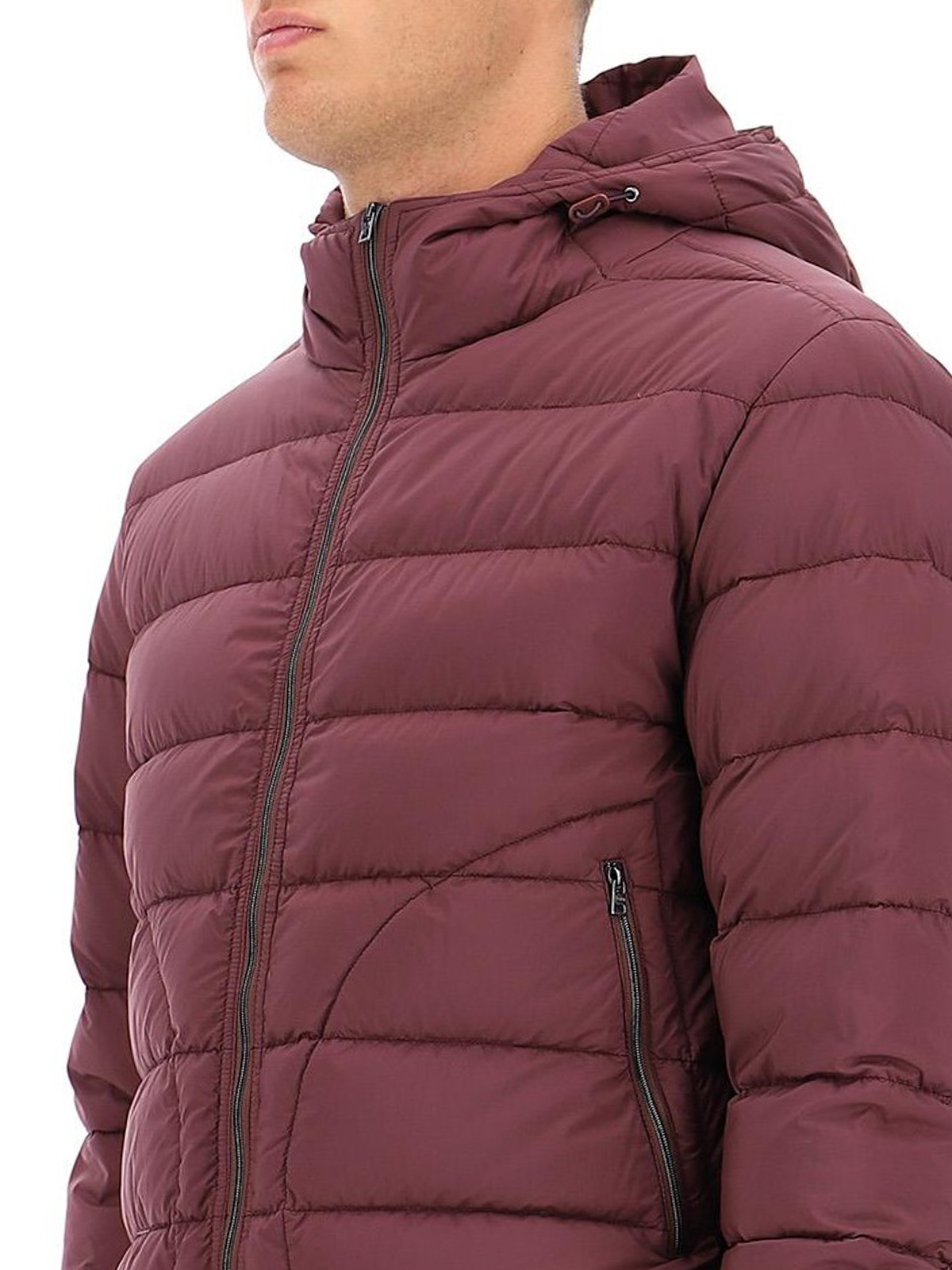 burgundy puffer jacket