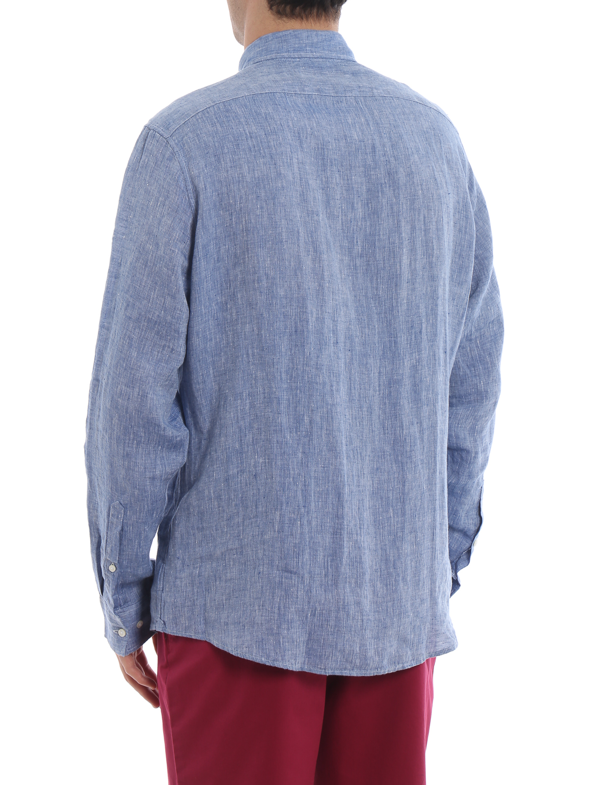 Kors - Button/down collar blue linen shirt - CS94CK84YT927