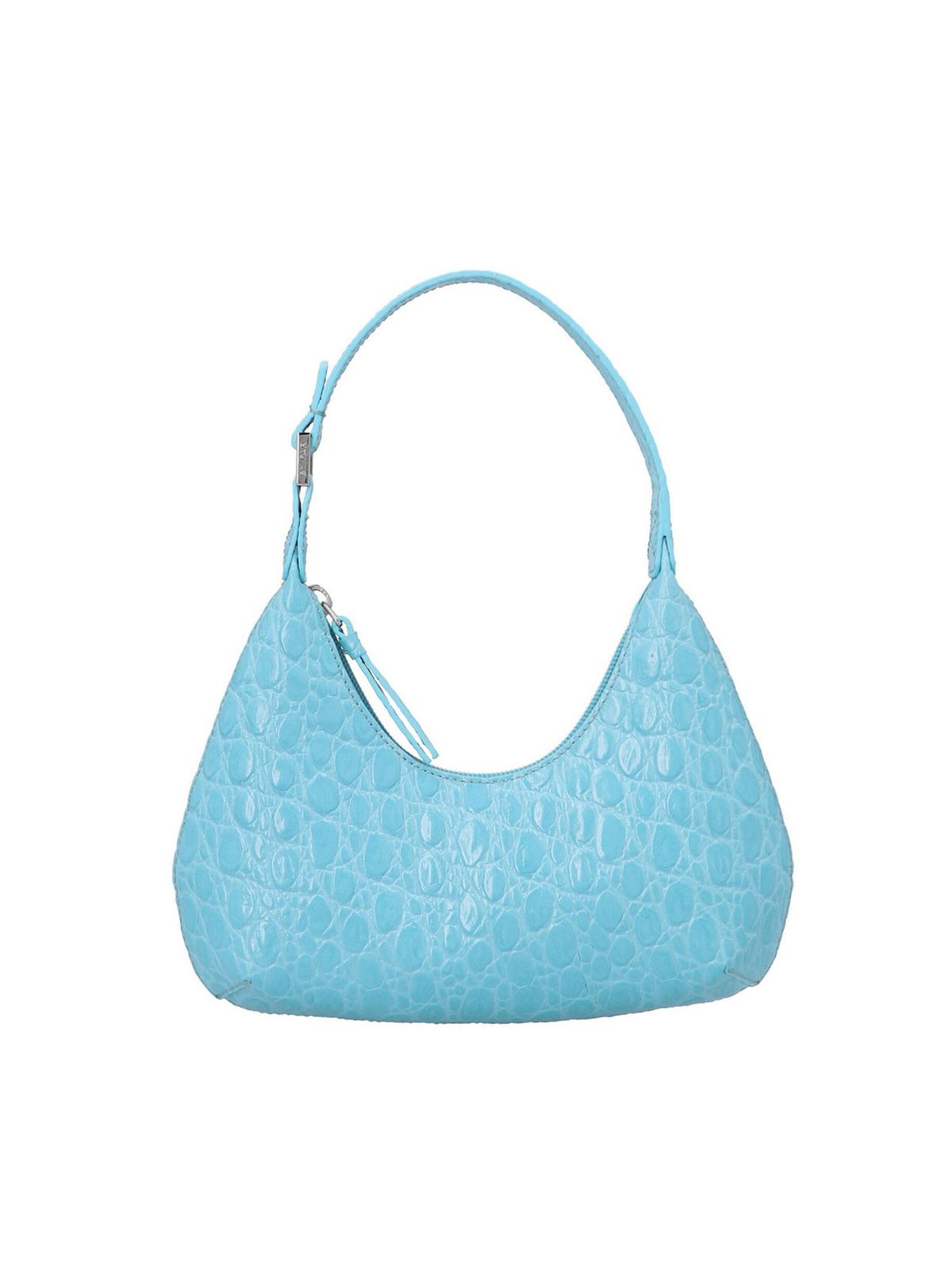 Shoulder bags By Far Baby Amber croco bag in Lagoon color