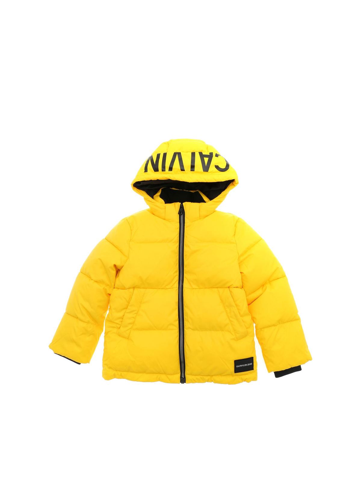 Padded coats Calvin Klein Jeans - Yellow down jacket with logo -  1B01B00249704
