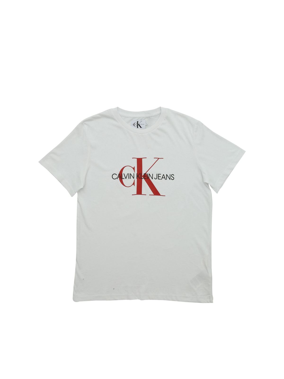 Post impressionisme radium bolvormig T-shirts Calvin Klein Jeans - White T-shirt with red CK print -  1G01G00299100