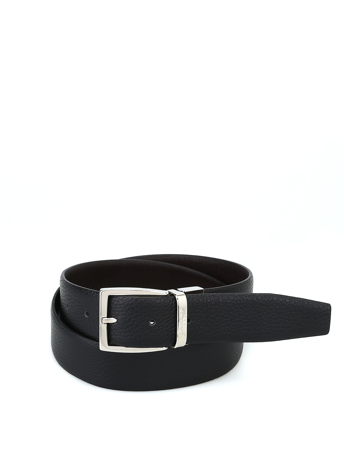 Belts Canali - Silver-tone metal logo buckle leather belt - KA00107110