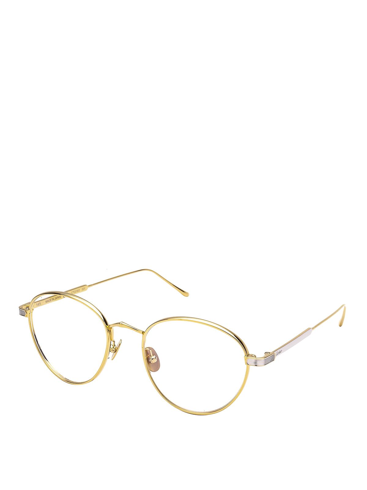 Gold-tone titanium round eyeglasses 