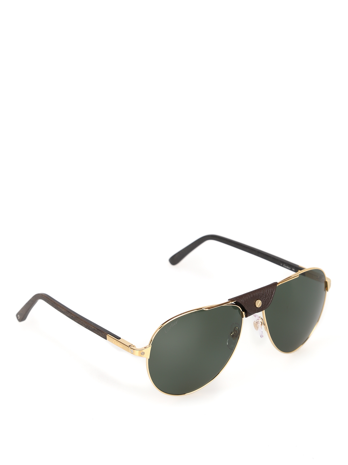 CARTIER AVIATOR SUNGLASSES WITH LEATHER INSERT