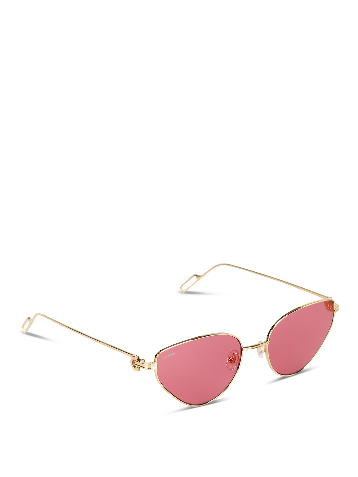 CARTIER GOLD-TONE SUNGLASSES WITH PINK LENSES