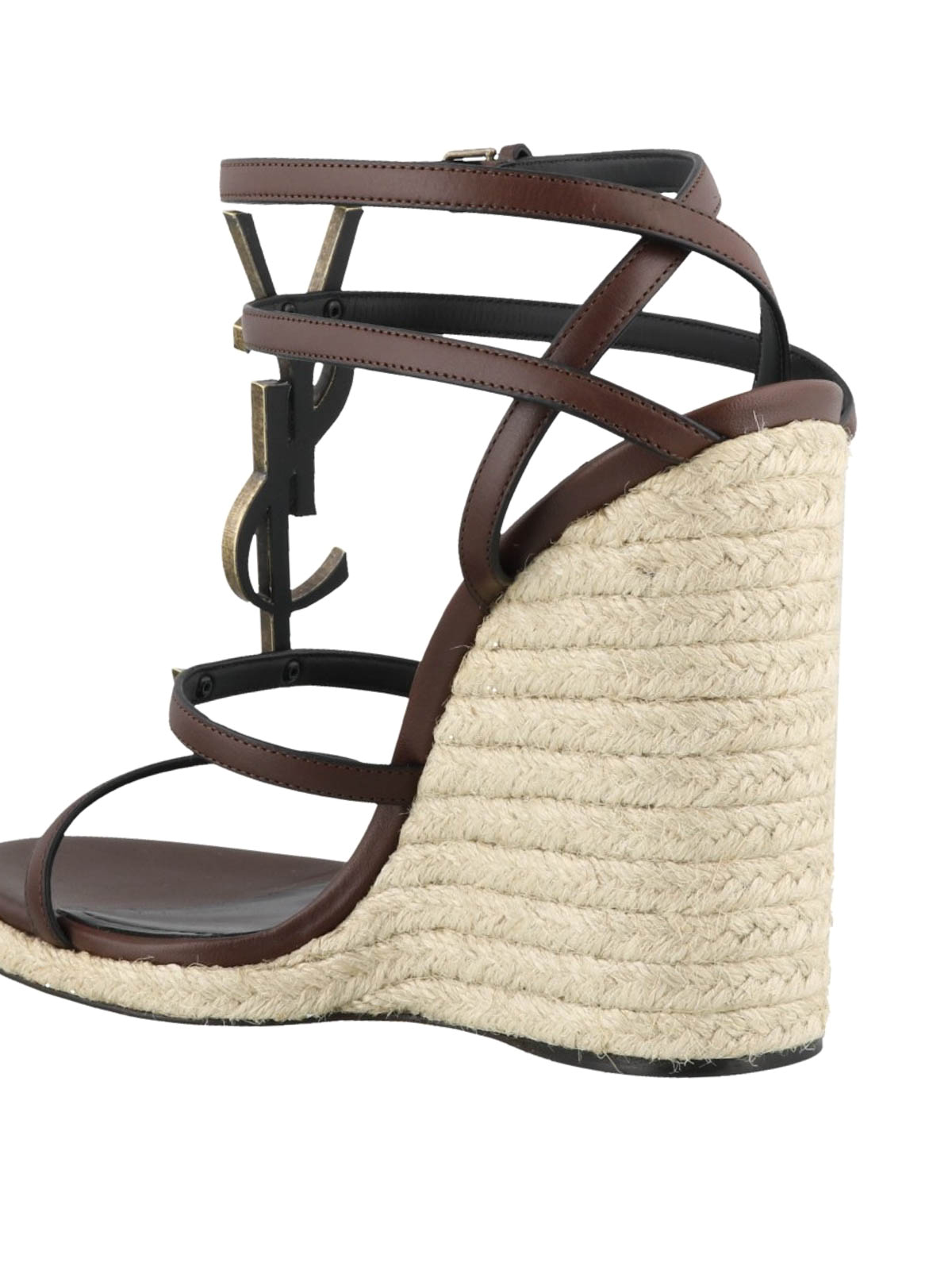Sandals Saint Laurent Cassandra 105 leather wedge sandals