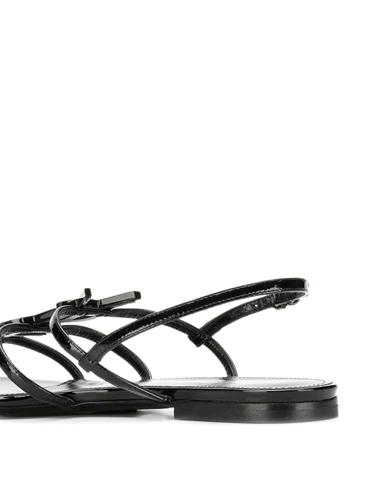 black patent flat sandals