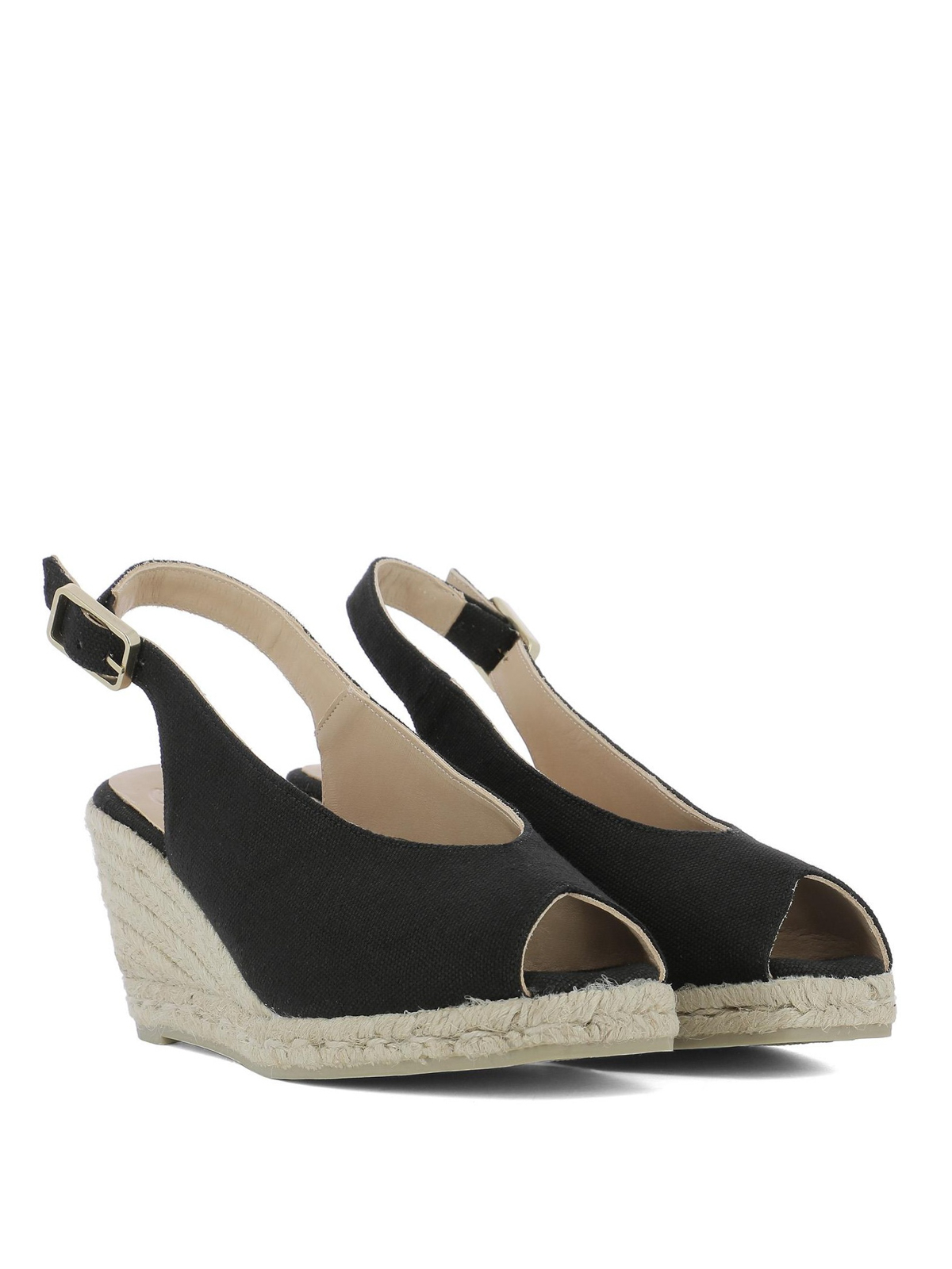 black open toe espadrilles