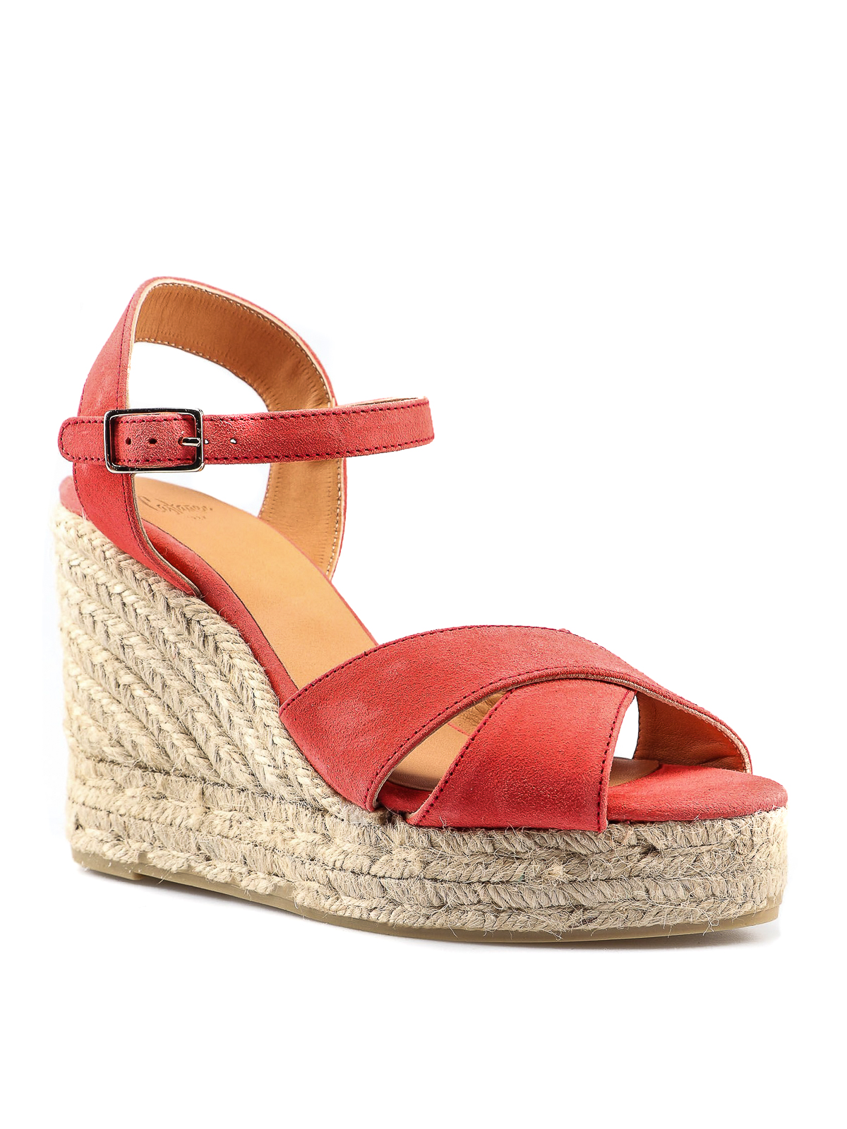 red suede wedges