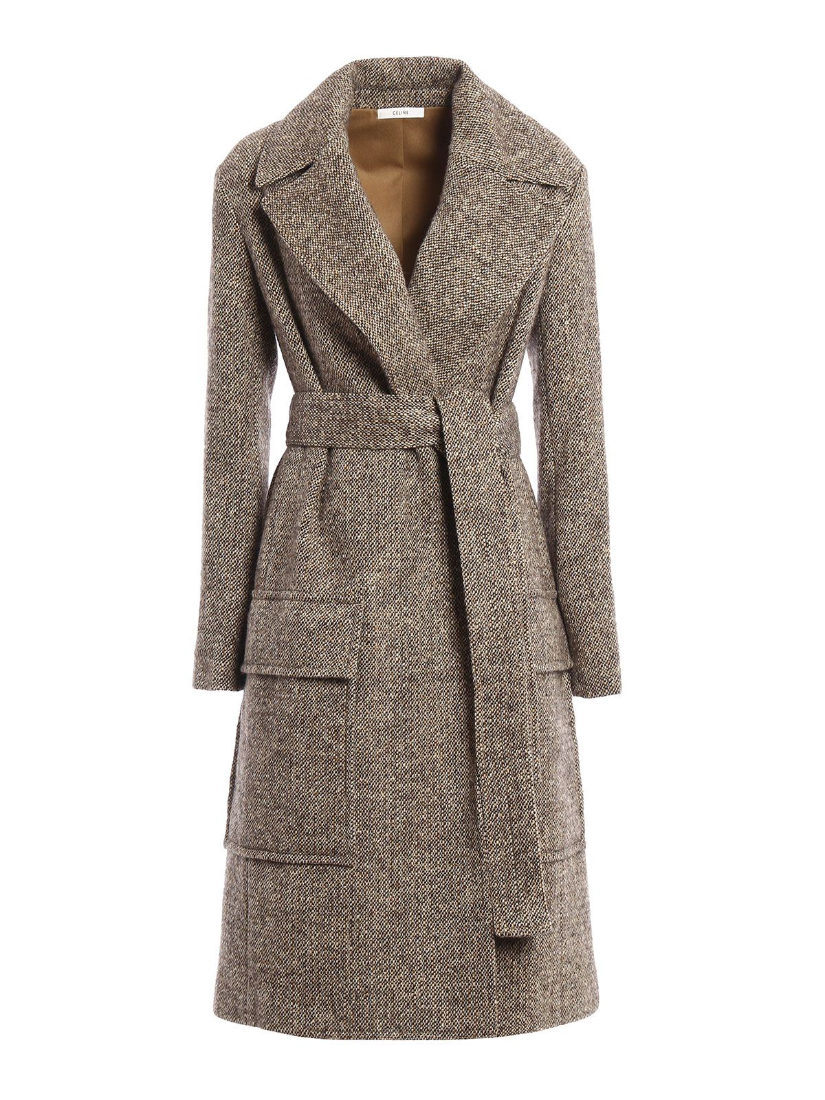 Knee length coats Céline Melange wool wrap belted coat 28R7771220KTC01P