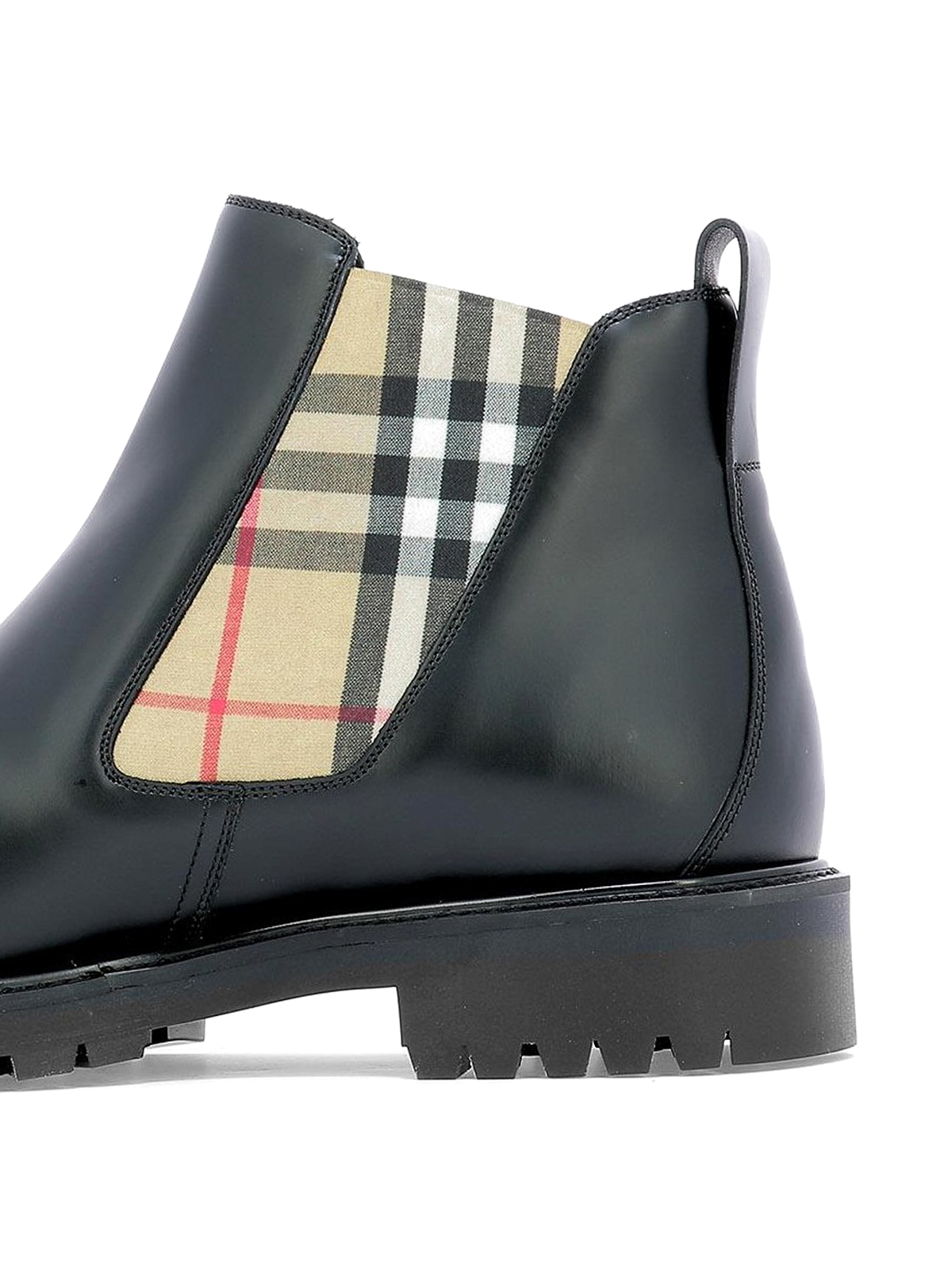 Ankle boots Burberry - Check print leather Chelsea boots - 4078663