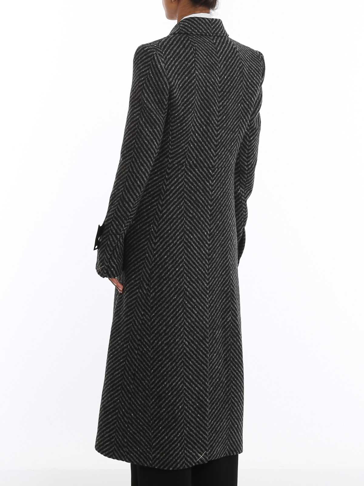 Long coats Off-White - Chevron pattern wool coat -