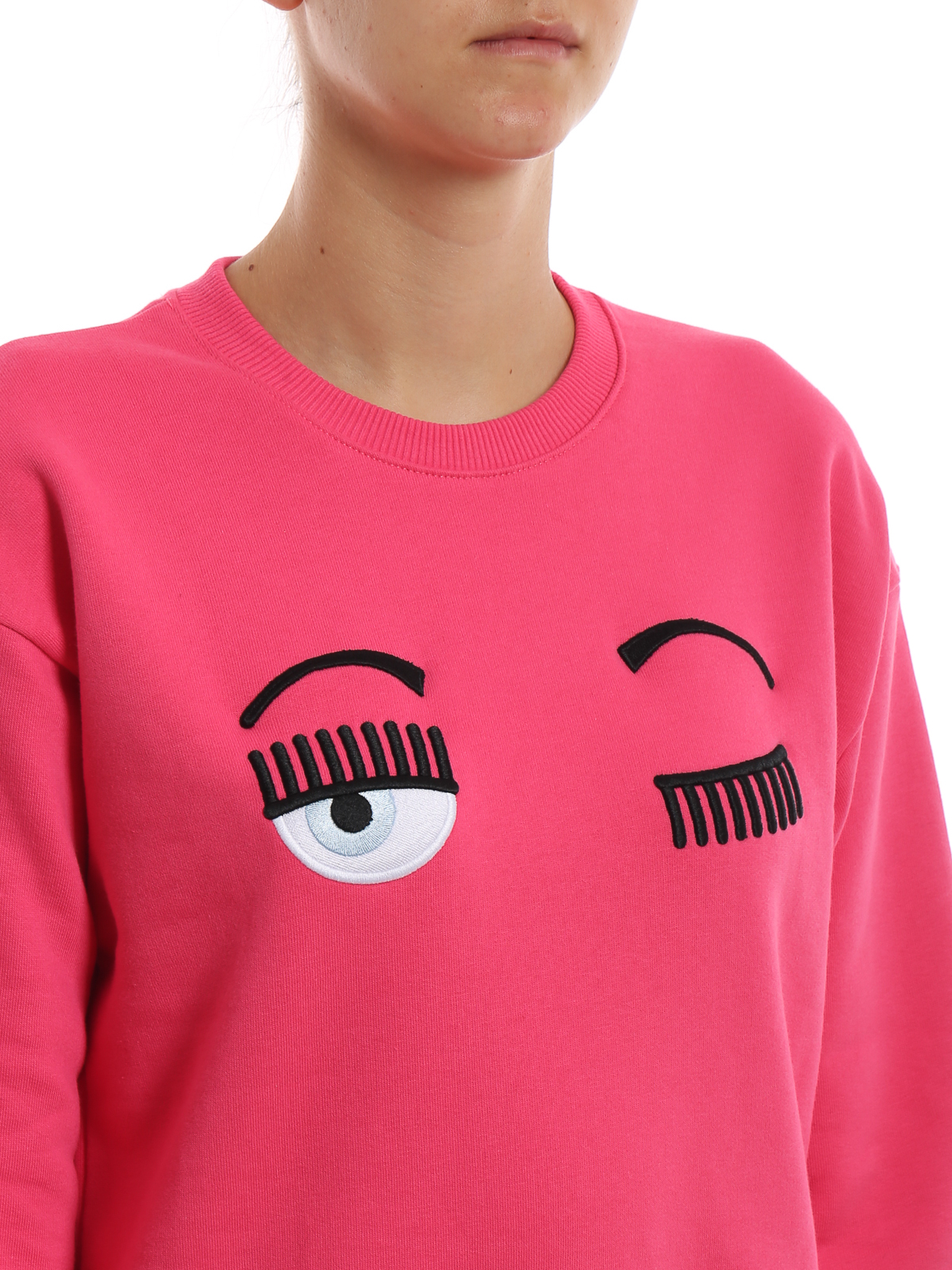 fluorescent pink sweatshirt