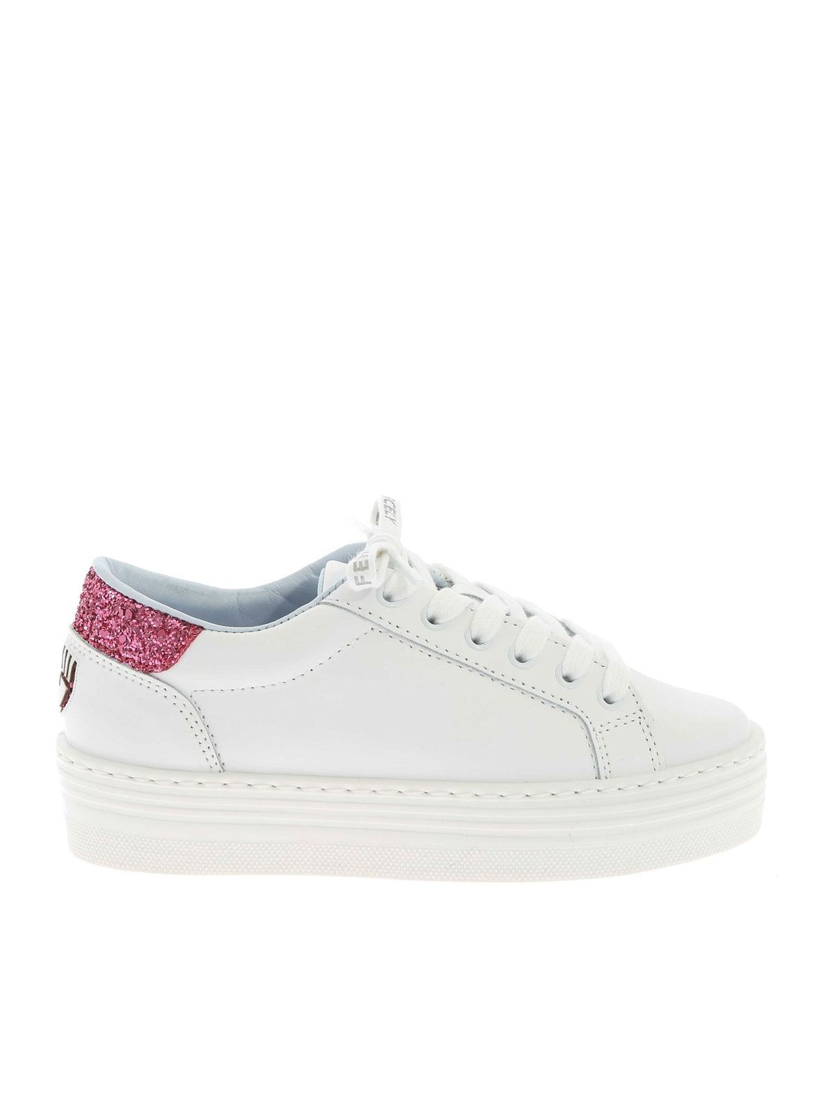 CHIARA FERRAGNI SNEAKERS WITH GLITTER IN WHITE