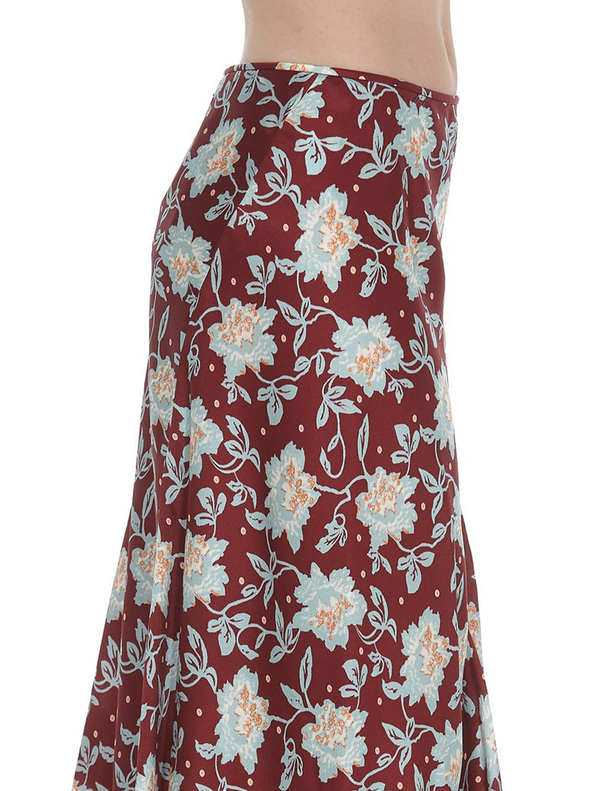 Knee length skirts & Midi Chloe' - Asymmetric floral print silk 