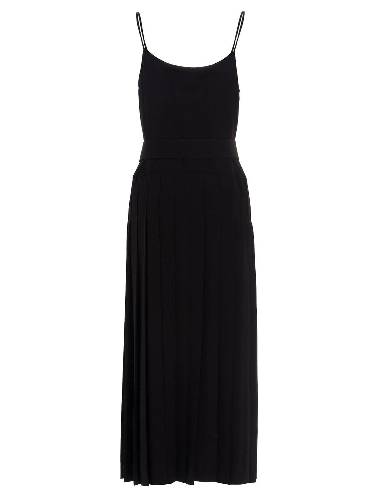 Chloe' - Pleated skirt black dress - maxi dresses - CHC21SRO26137001