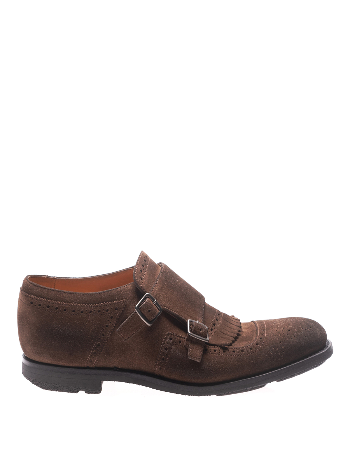 Click to view more detailed imagery on our partner's website Church's Seaforth Suede Brogue Monk Straps In Brown