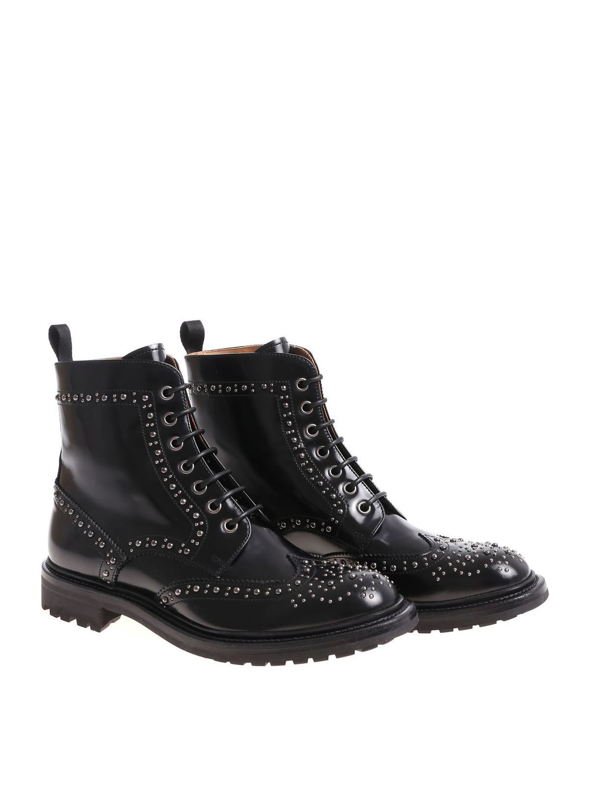 brogue black boots