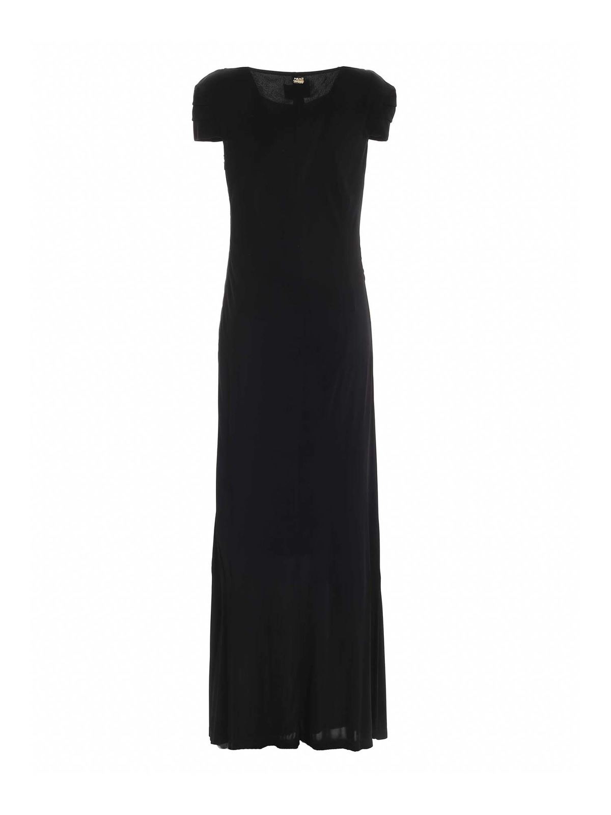 Maxi dresses Class Roberto Cavalli Golden front logo long dress in black - D2IZA45790018899