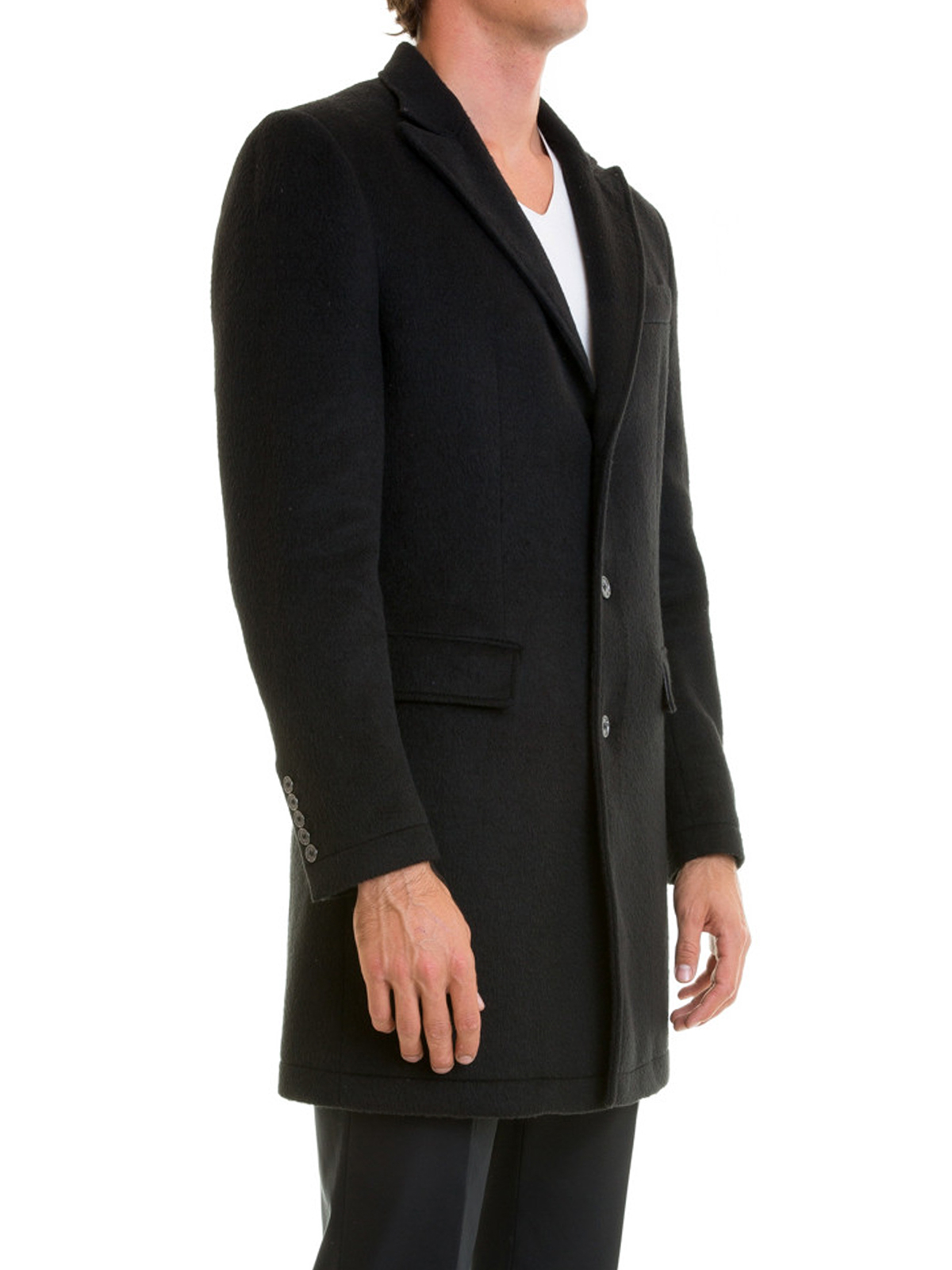 Class Roberto Cavalli - Wool blend single breasted coat - short coats ...