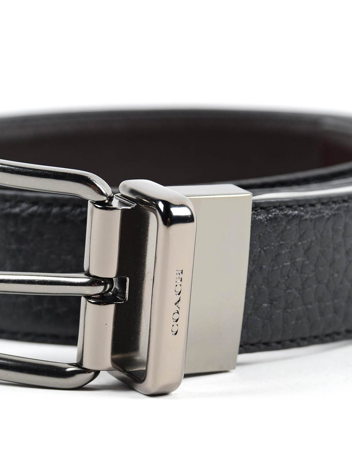 Descuidado Roux mercado Cinturones Coach - Cinturón Negro Para Hombre - 64079BLACKMAHOGANY