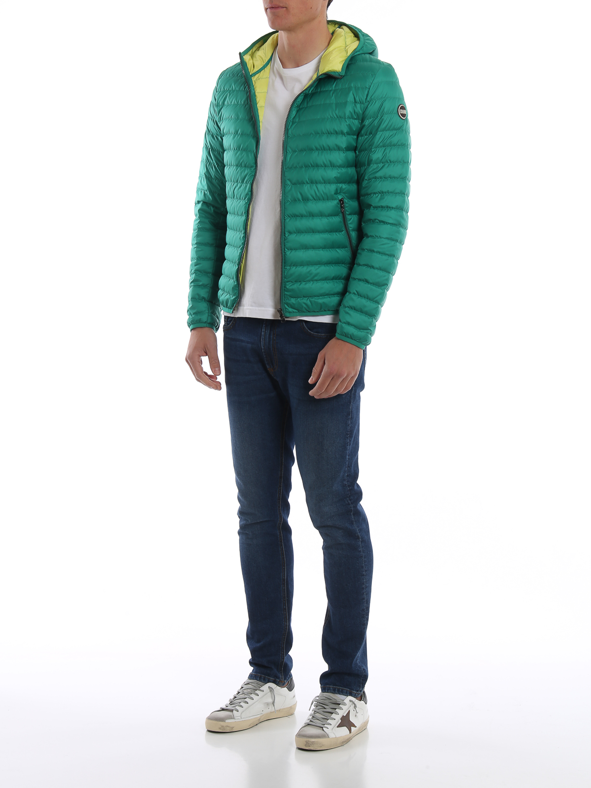 green puffer jacket with hood