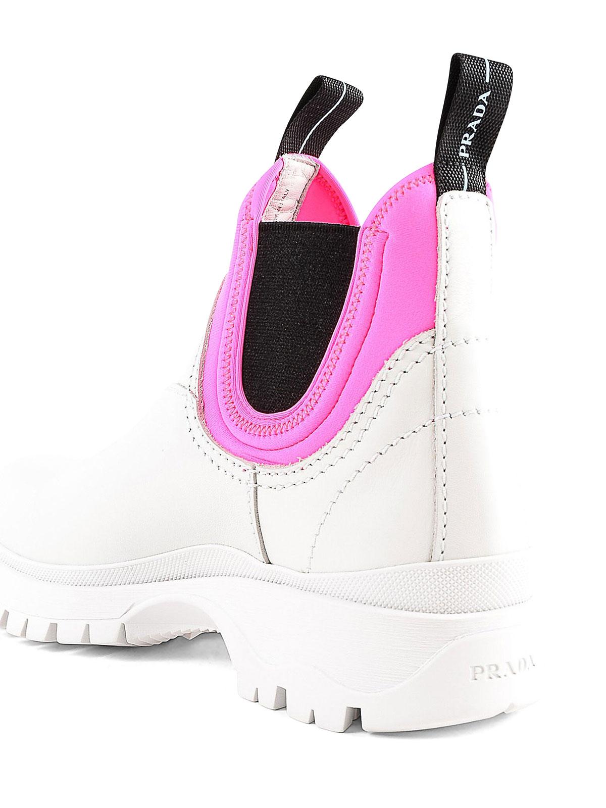 pink and white prada boots