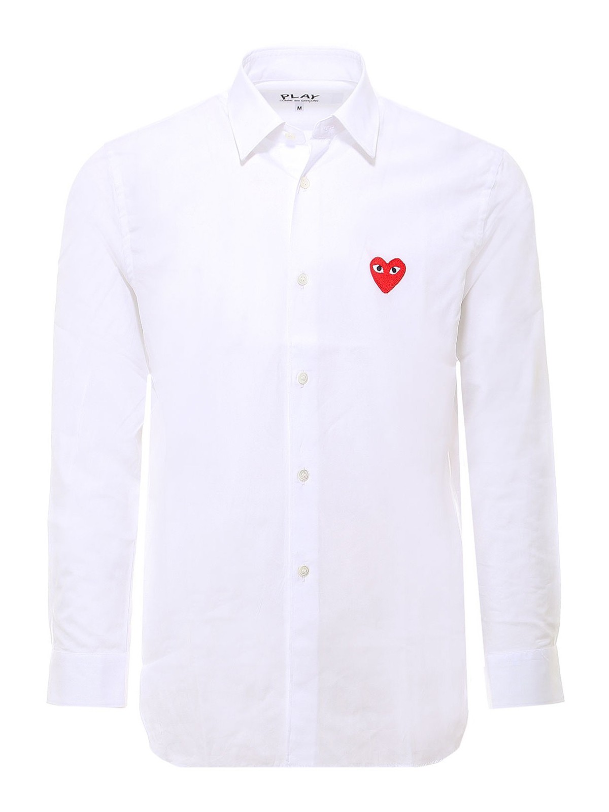 Comme Des Garçons Red Heart Patch Shirt In White