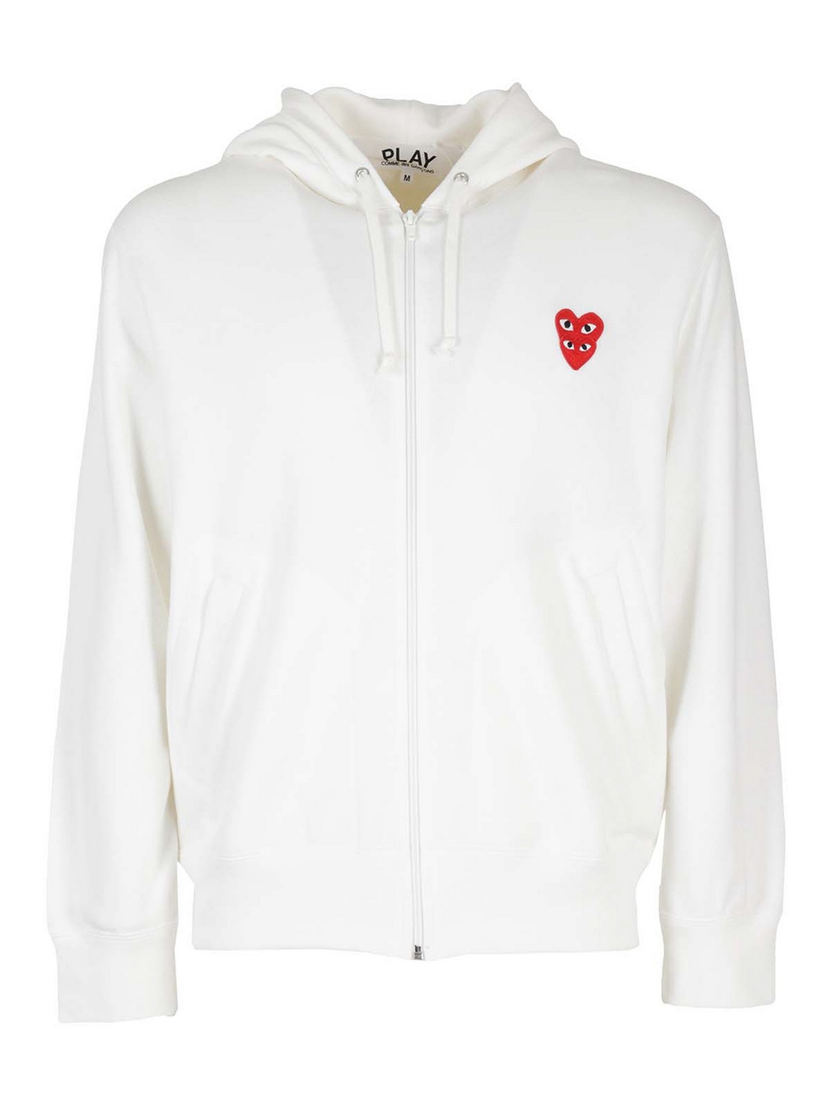Comme Des Garçons Contrasting Heart Cotton Hoodie In White In White