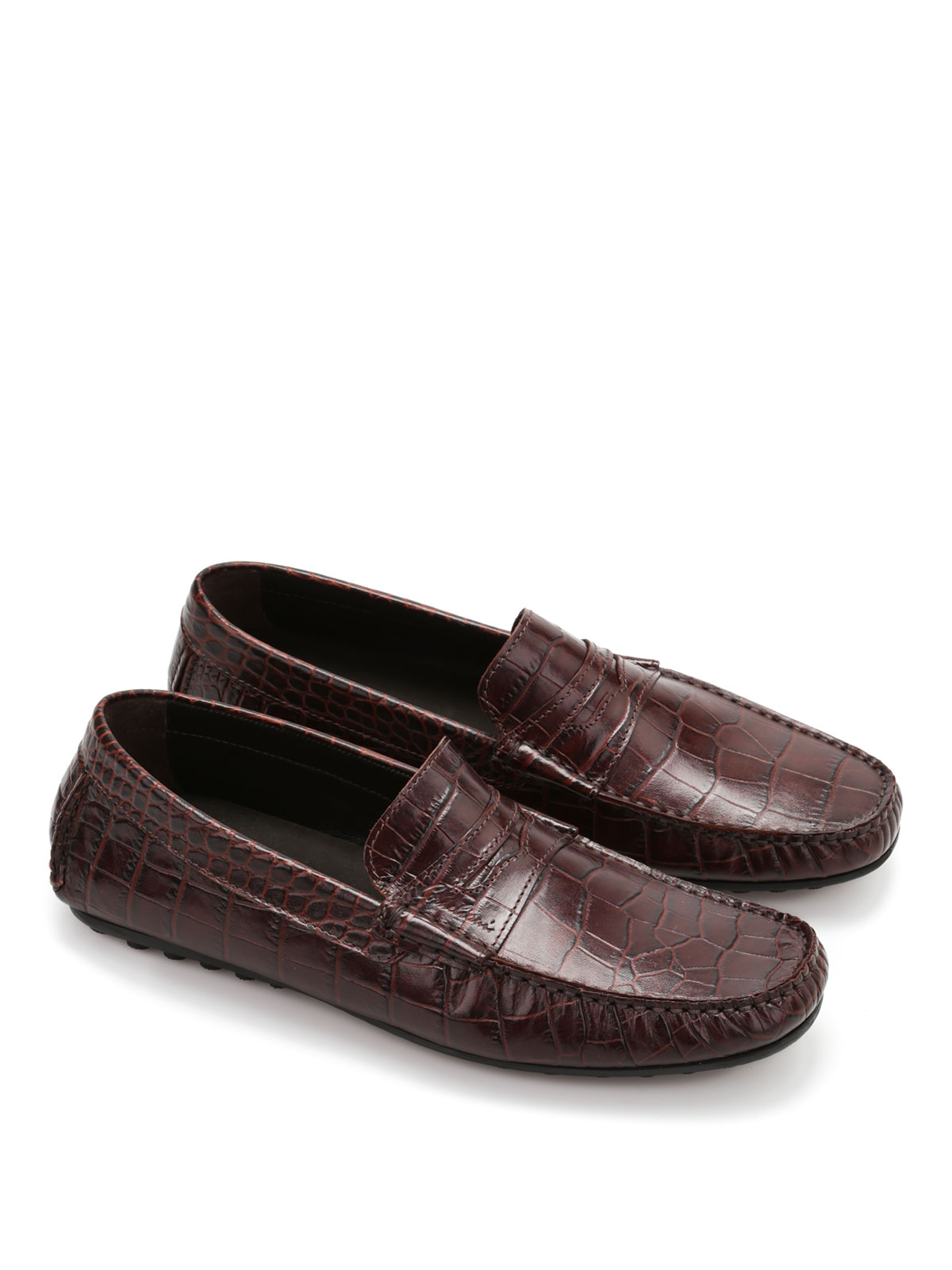 Corneliani - Croc print leather loafers 