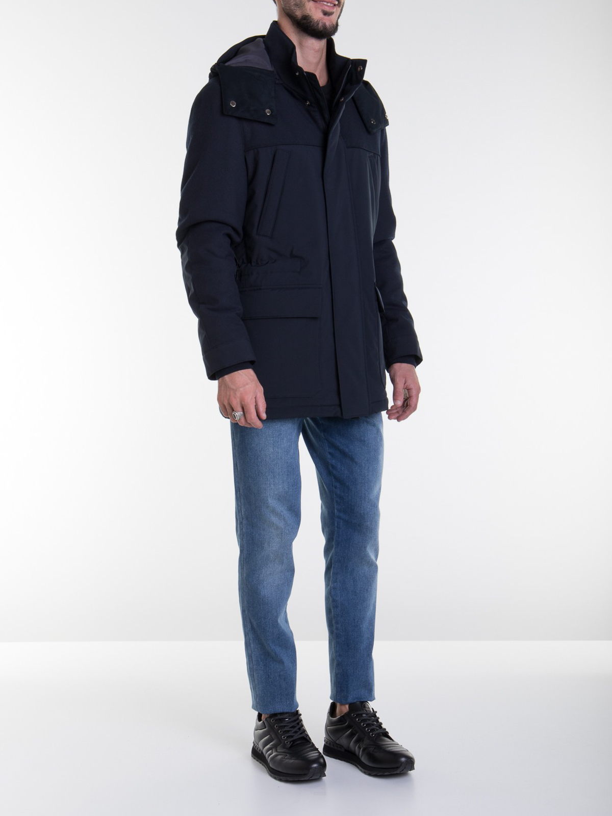 Corneliani - Padded coat with removable hood - padded coats ...