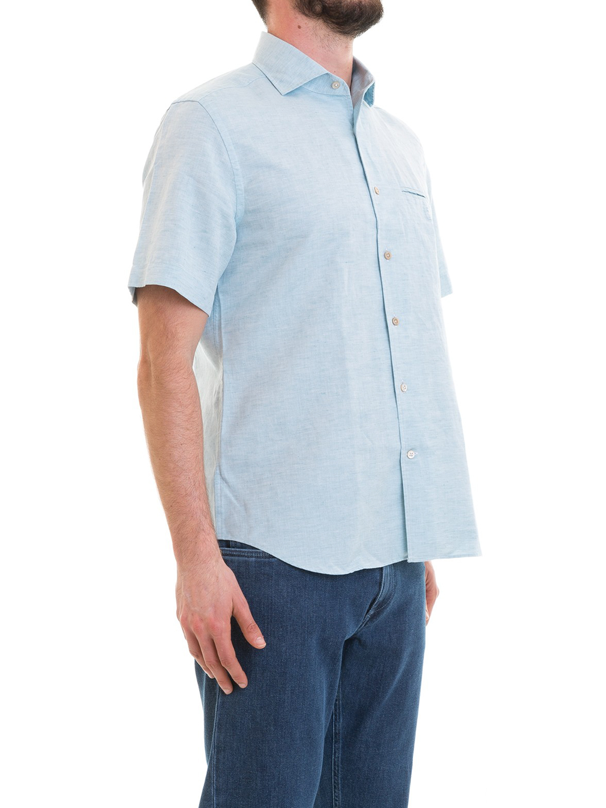 diepte Uitrusting Kwadrant Shirts Corneliani - Short sleeve linen blend shirt - 811150150I126