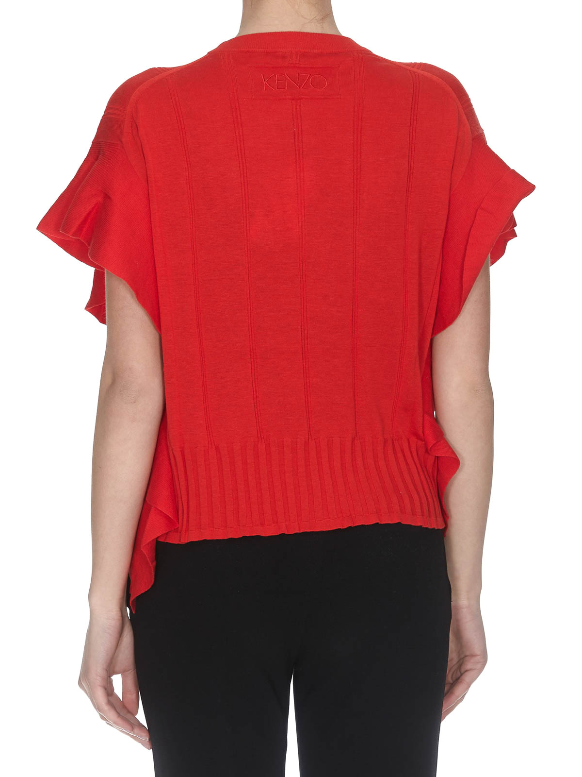 red ruffle sweater