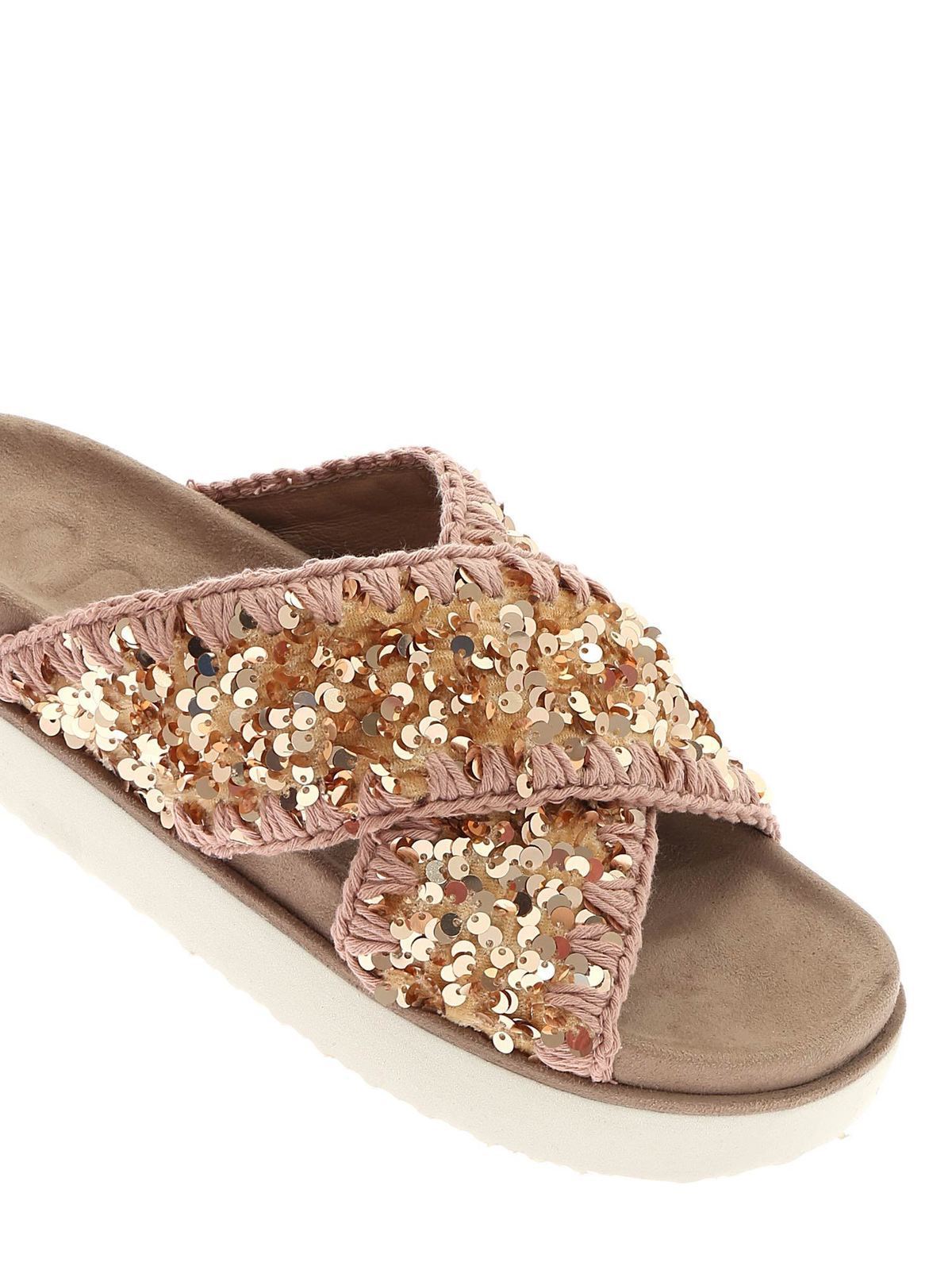 fluiten Impressionisme aangrenzend Flip flops Mou - Criss-Cross Bio slippers in antique pink - MUSW251003GSEQRB