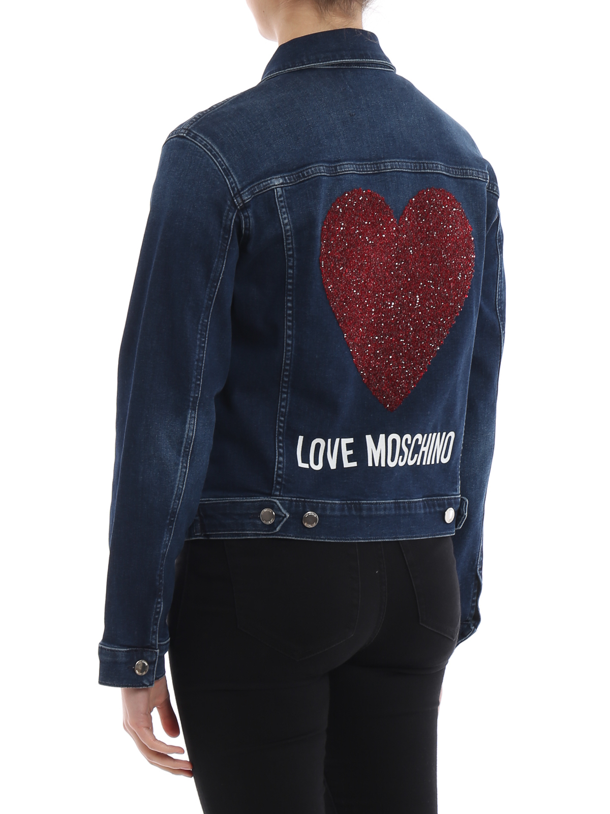 Zachte voeten Wrok Geven Denim jacket Love Moschino - Crystal heart embellished denim jacket -  WH60903S2993045C
