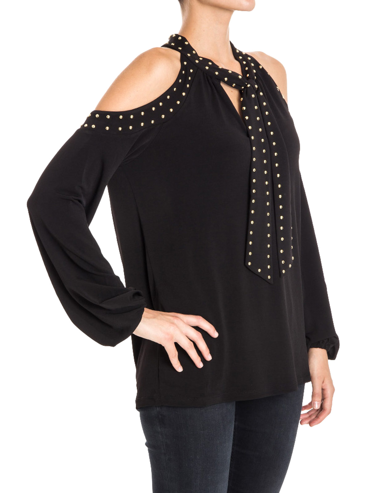 Blouses Michael Kors - Cut out shoulders studded blouse - MU75LFN3TW001