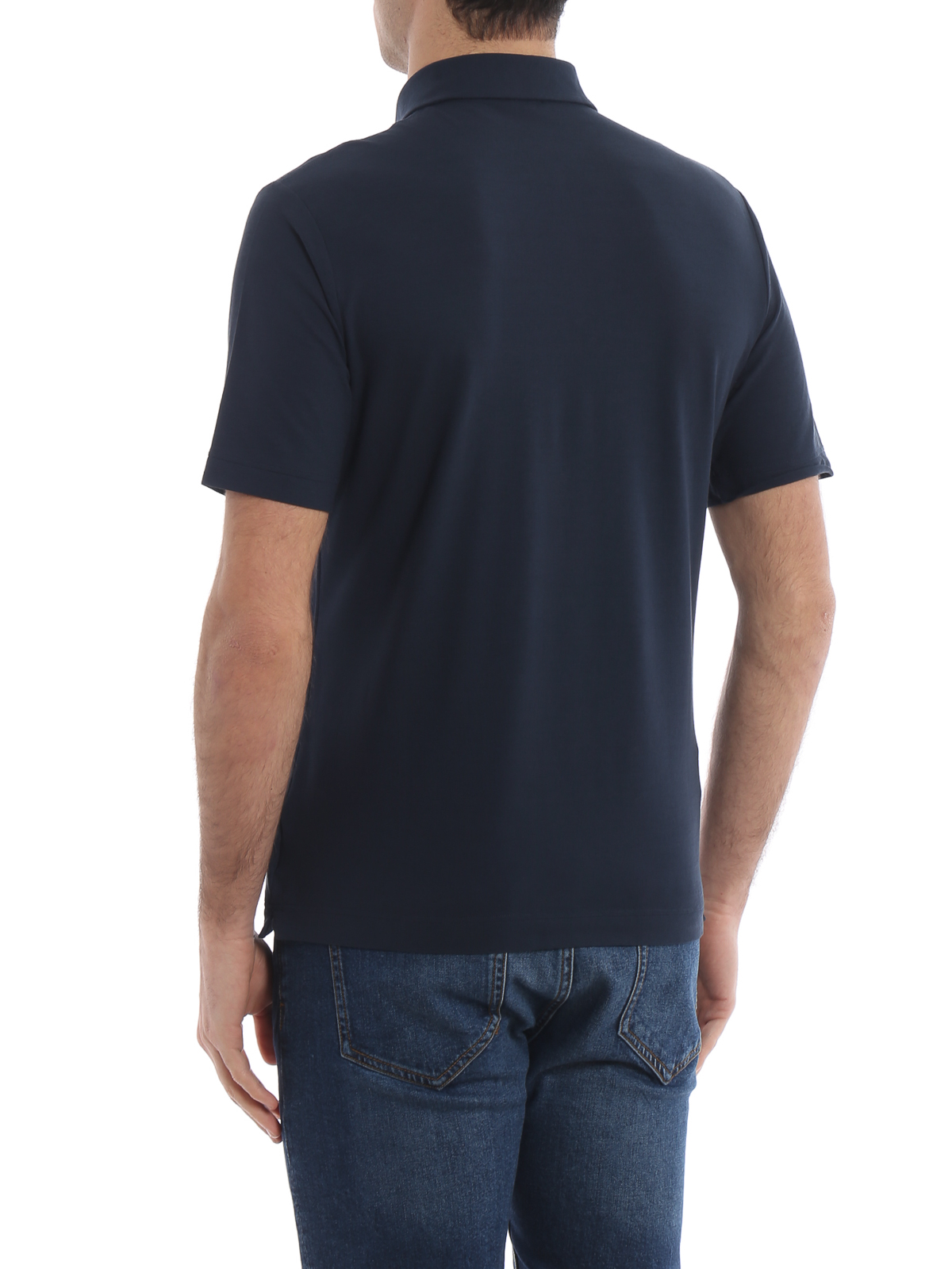 Zanone - Dark blue cotton polo shirt - polo shirts - 811818Z0380Z0178