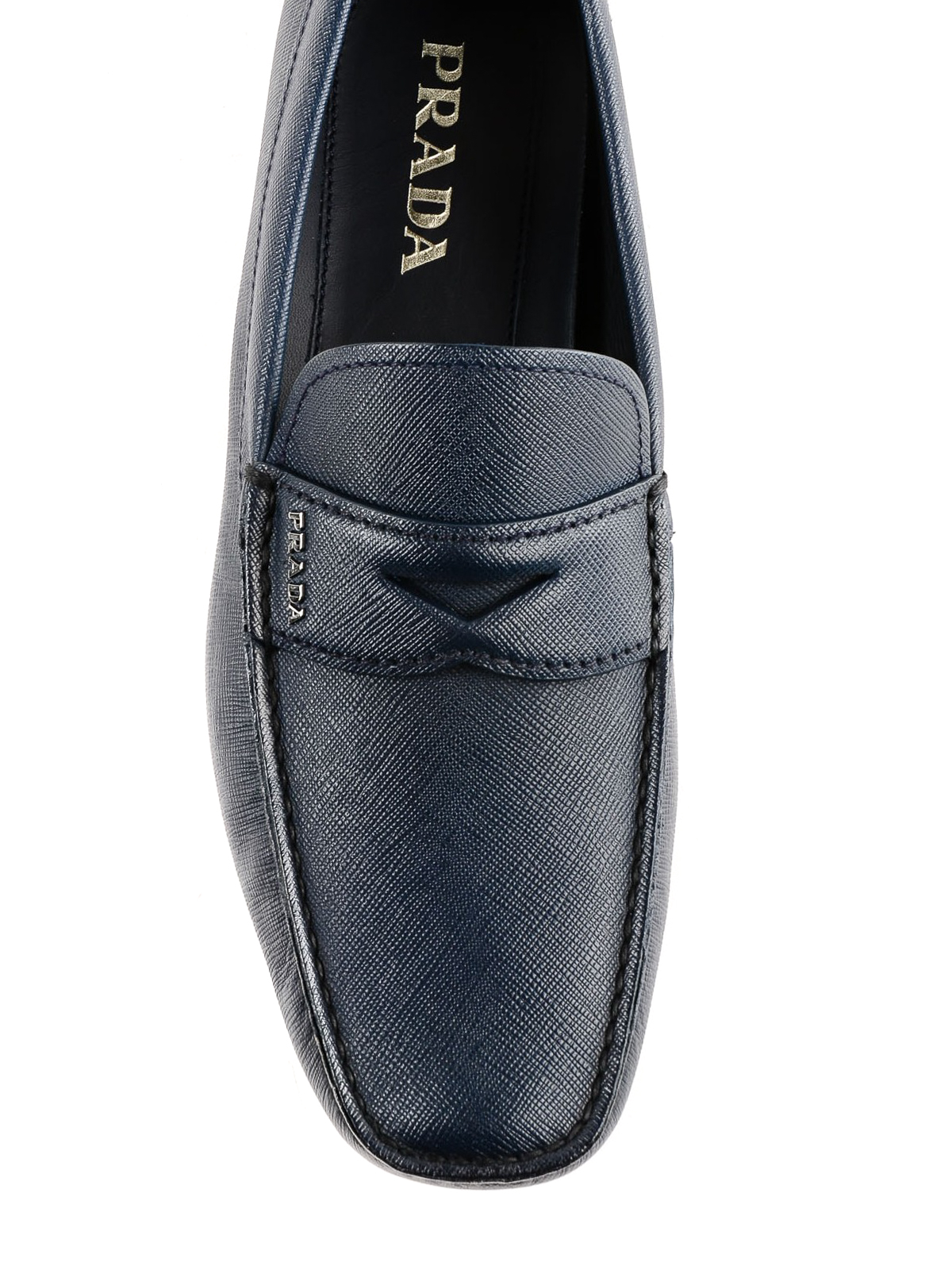 prada blue loafers