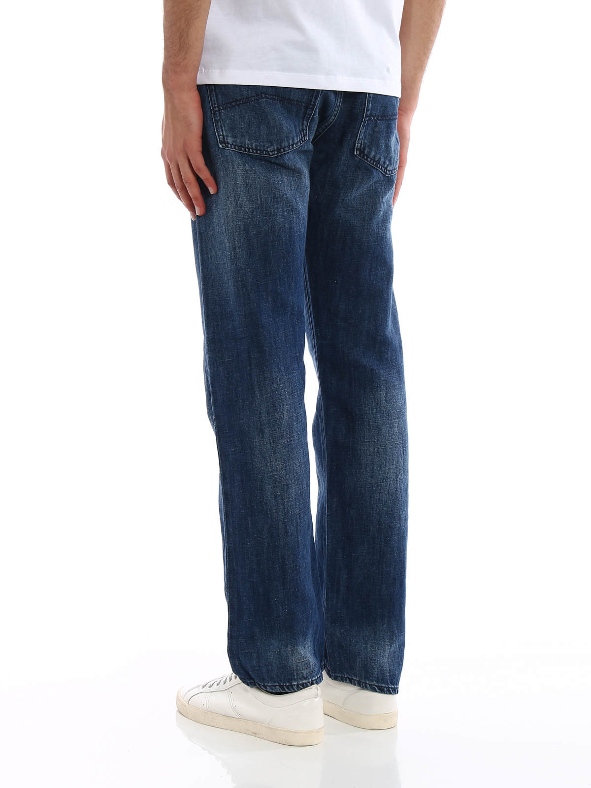 creatief Mitt oplichter Straight leg jeans Emporio Armani - Dark wash cotton and linen jeans -  3Z1J451DFAZ0942
