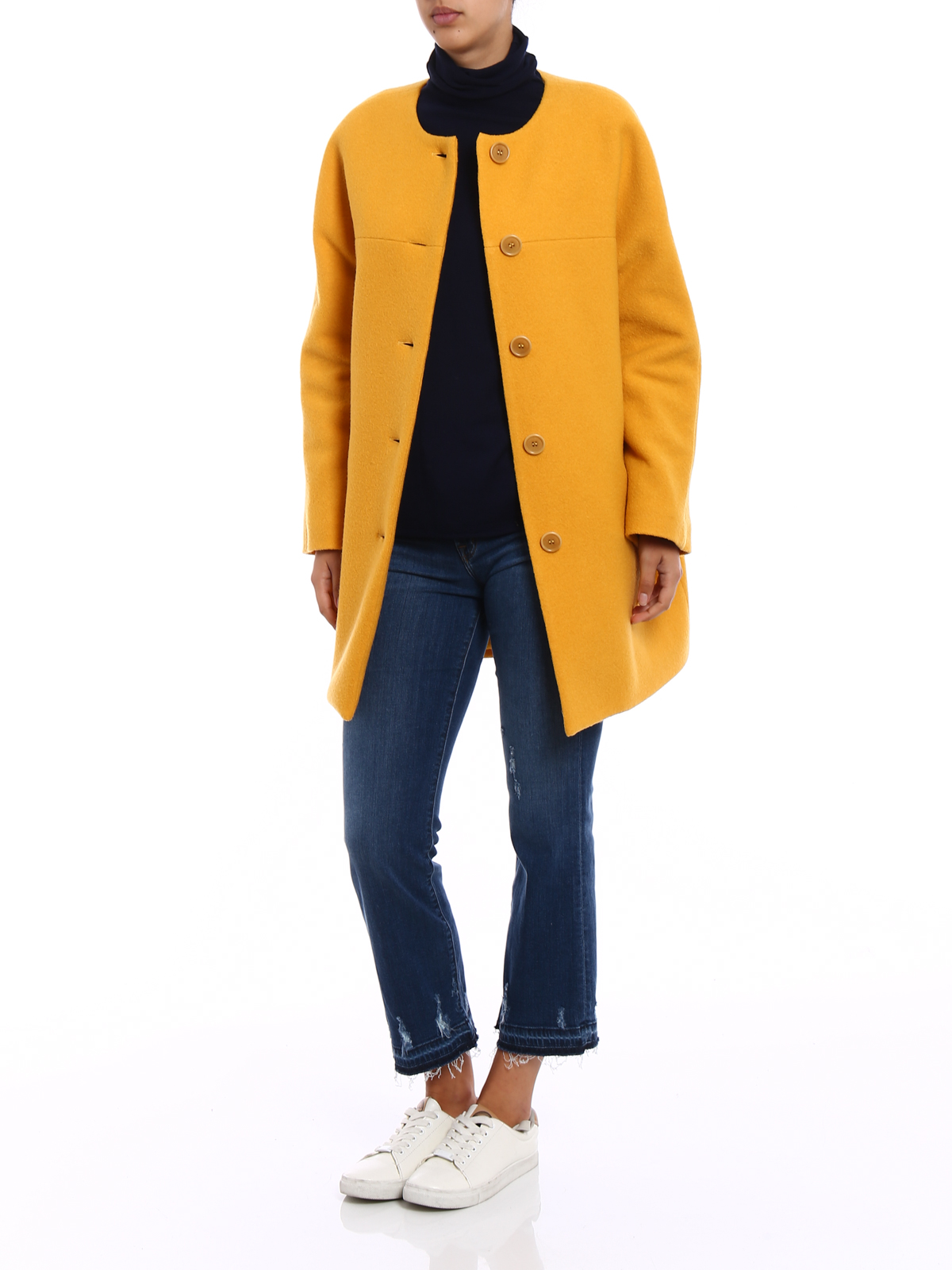 Short coats Aspesi - Dark yellow wool egg-shape coat - 704526851159