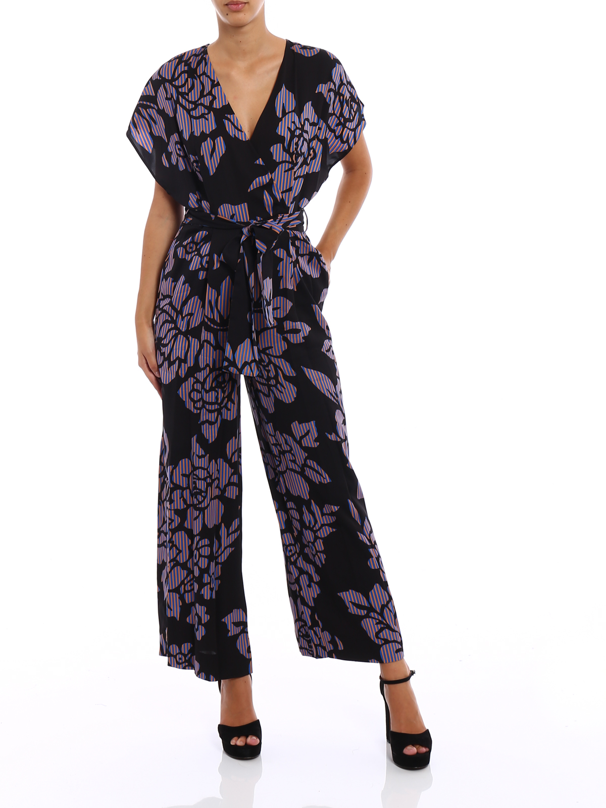 Diane Von Furstenberg Kimono Inspired Viscose Jumpsuit Jumpsuits 10901benbl