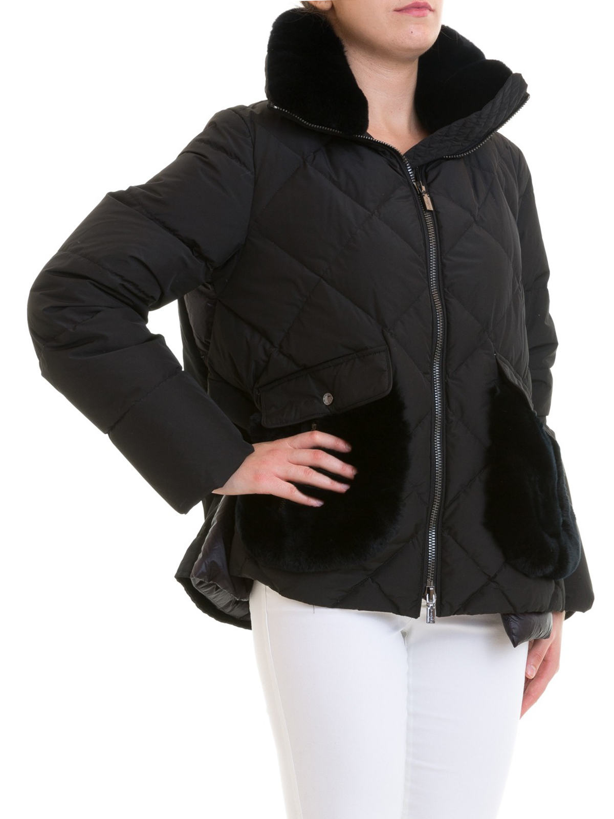 diamond quilted down jacket