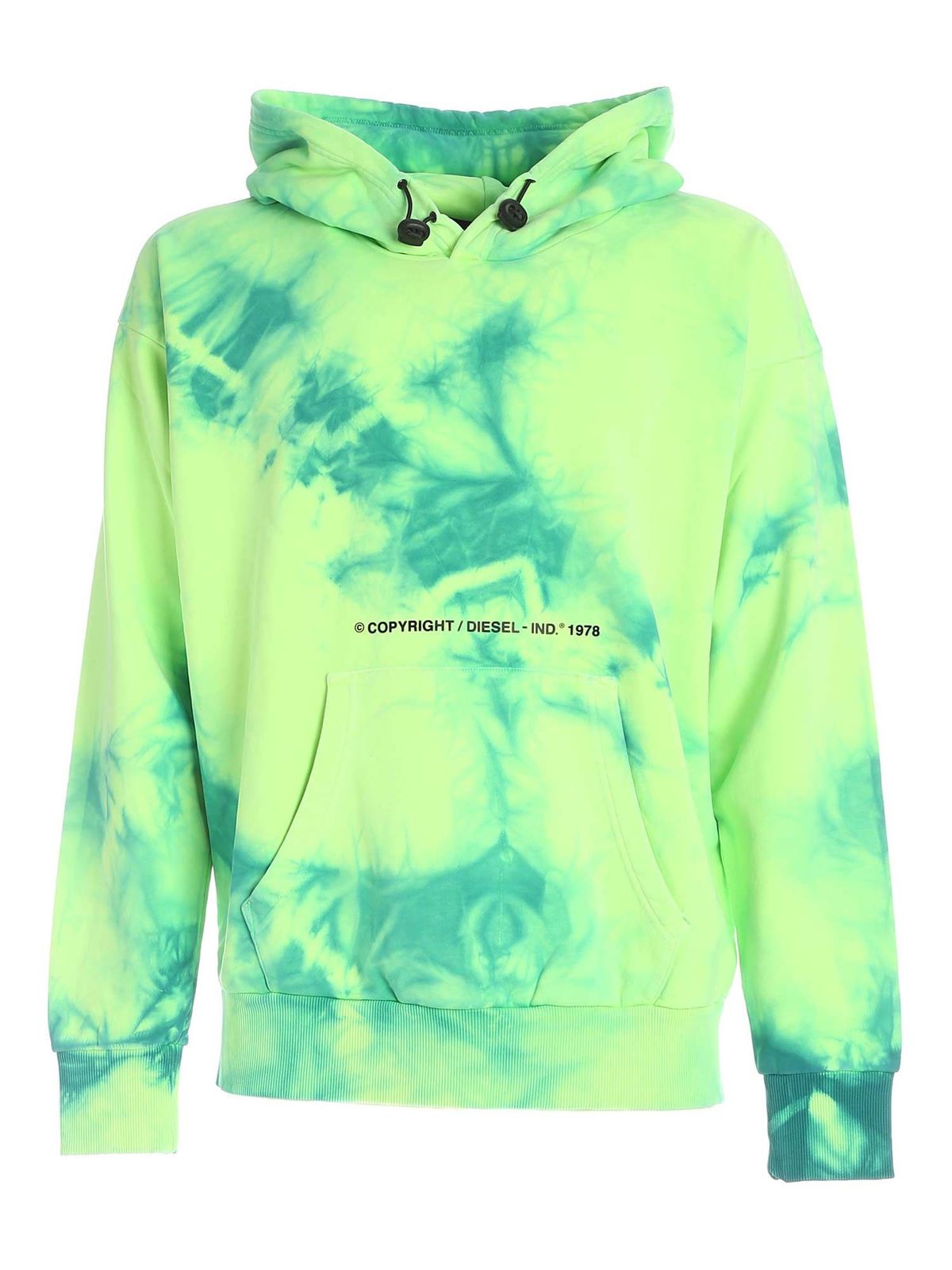 Felpe e maglie Diesel - Felpa S-Albyel-X4 tie-dye verde - A002850PAZQ5ISA
